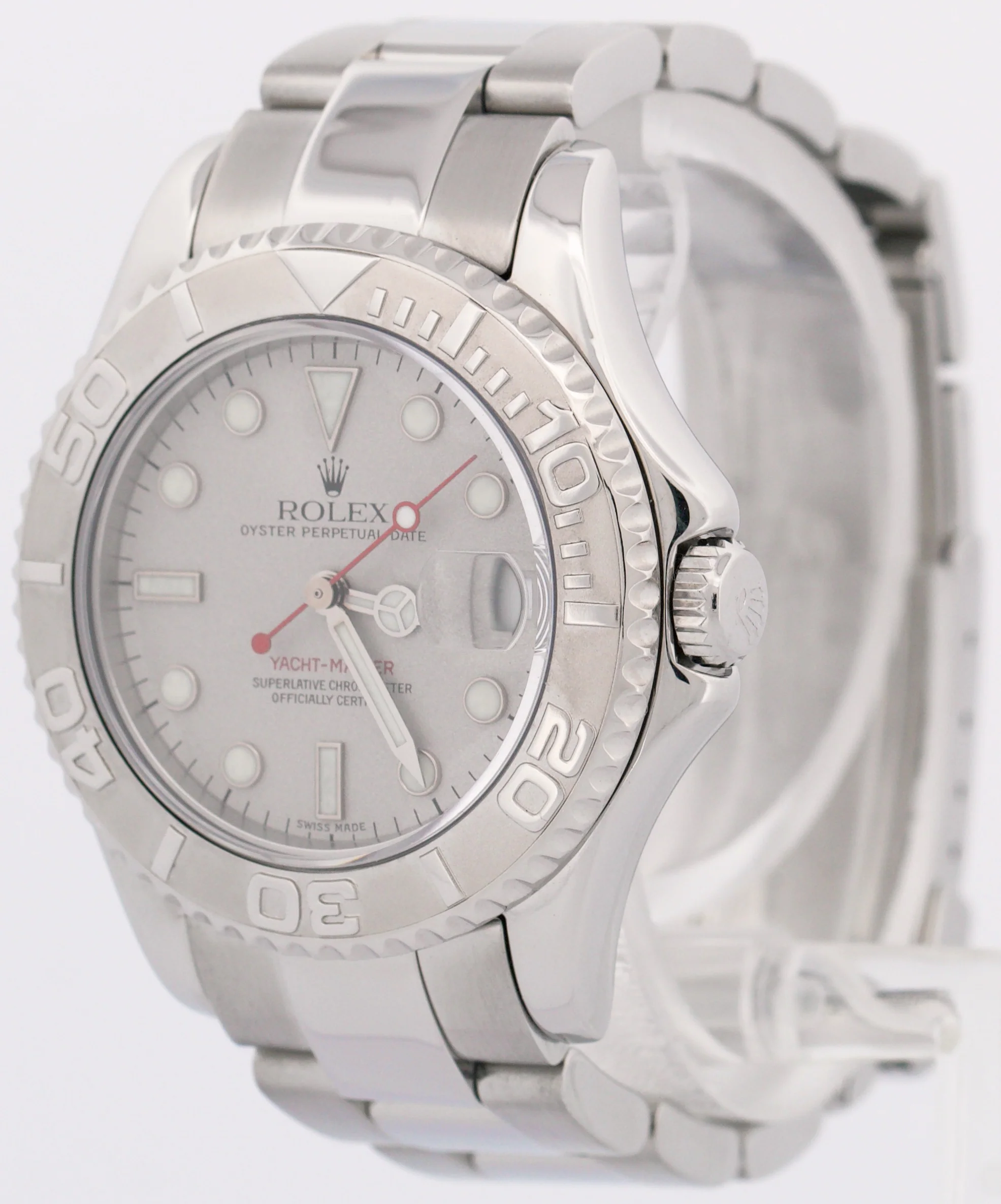 Rolex Yacht-Master Mid-Size PLATINUM Stainless Steel 35mm Oyster Watch 168622 - Image 4