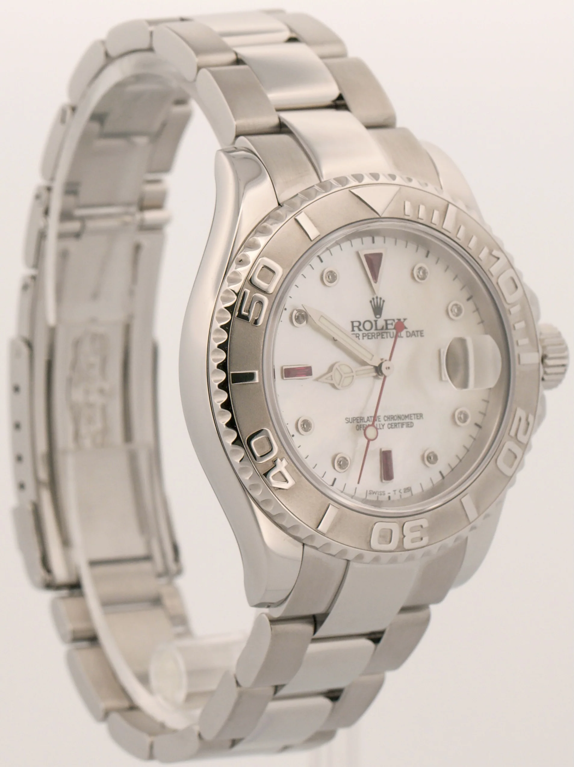 Rolex Yacht-Master MOP RUBY DIAMOND Stainless Steel 40mm Oyster YM1 Watch 16622 - Image 4