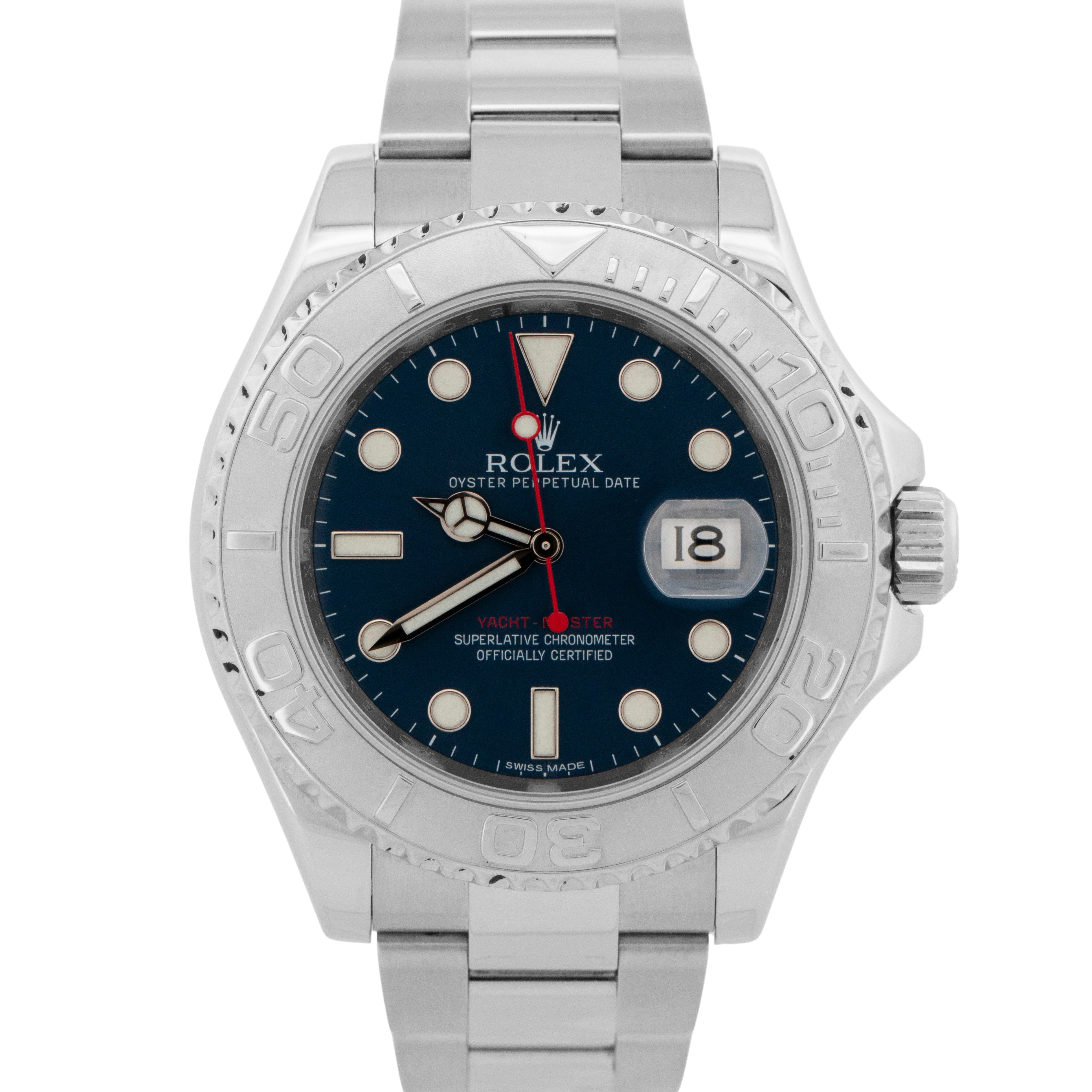 Rolex Yacht-Master Platinum BLUE 40mm Stainless Steel Oyster Watch 116622 BOX