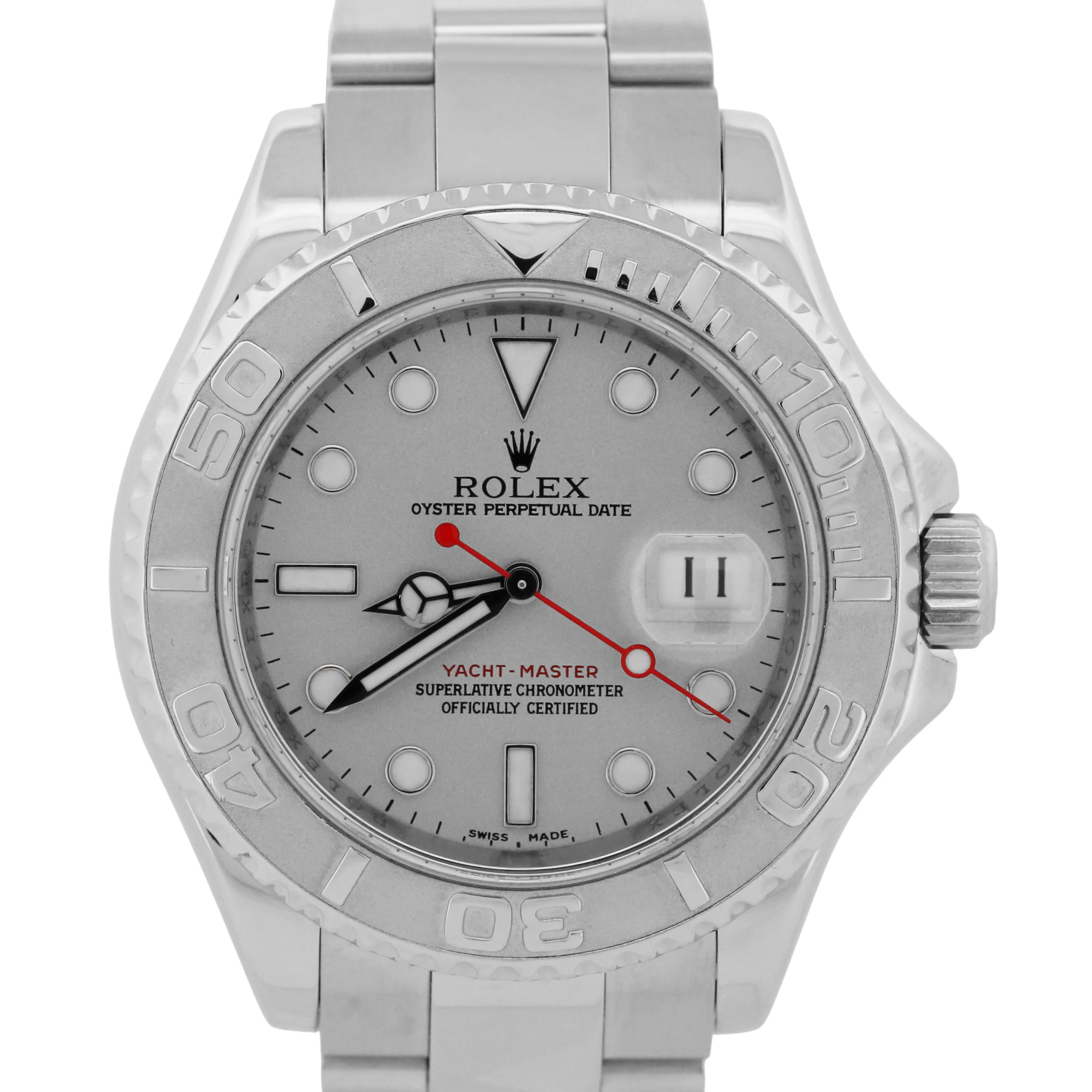 Rolex Yacht-Master PLATINUM Stainless REHAUT 40mm NO-HOLES Date YM1 Watch 16622