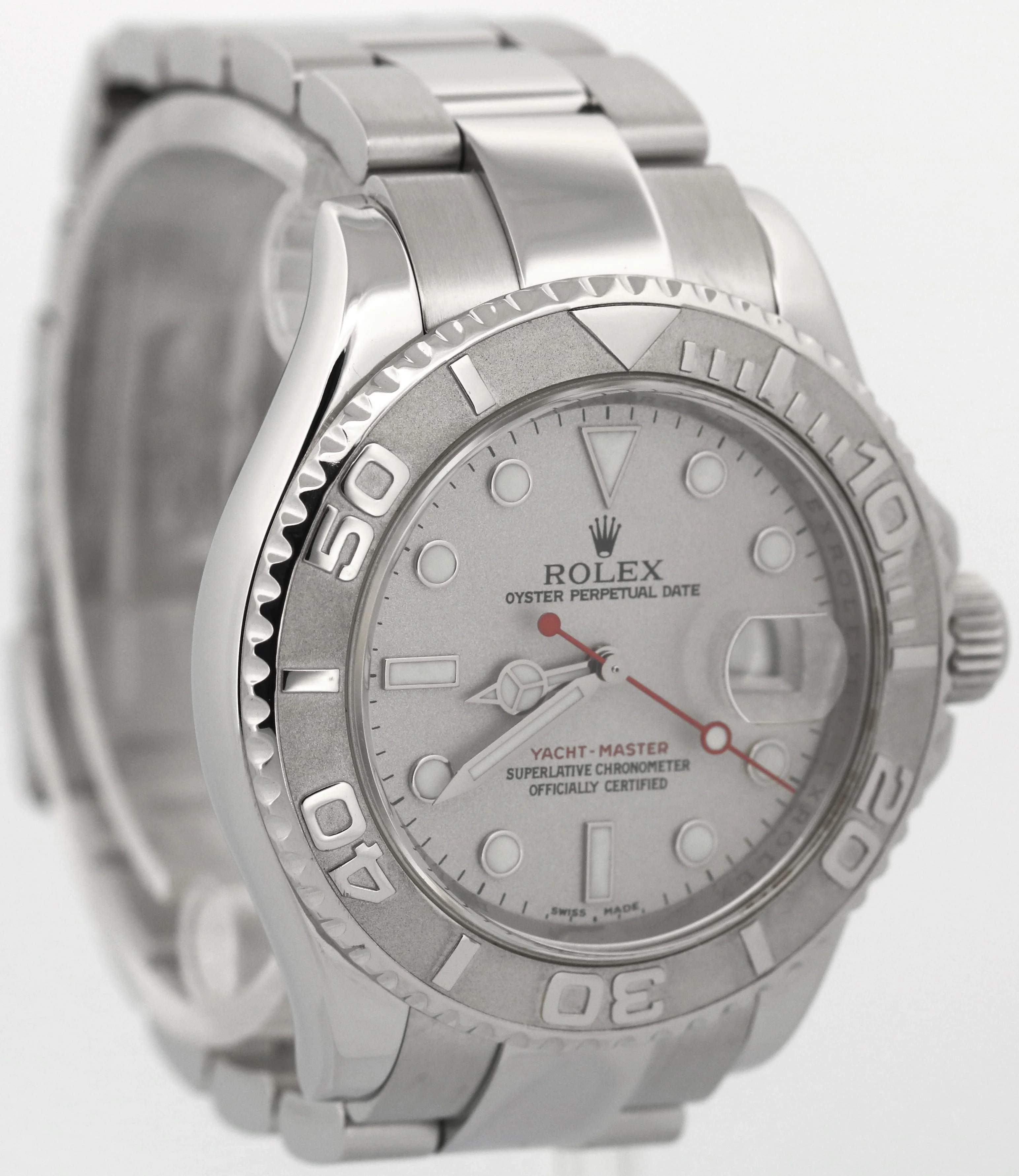 Rolex Yacht-Master PLATINUM Stainless REHAUT 40mm NO-HOLES Date YM1 Watch 16622 - Image 4