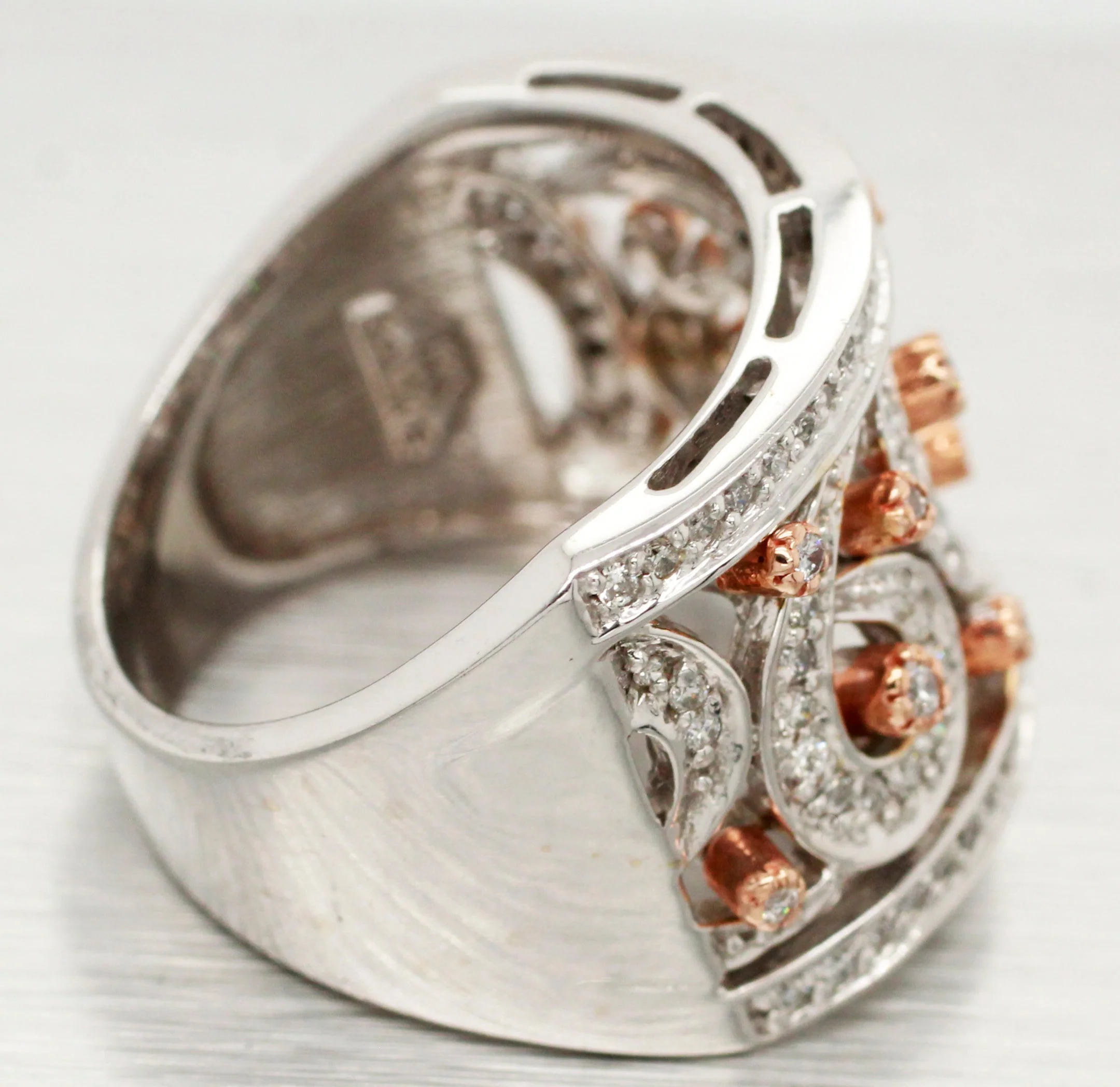 Sonia Bitton 0.50ctw Diamond Swirls & Rose Gold Band Ring | 14k White Gold - Image 2