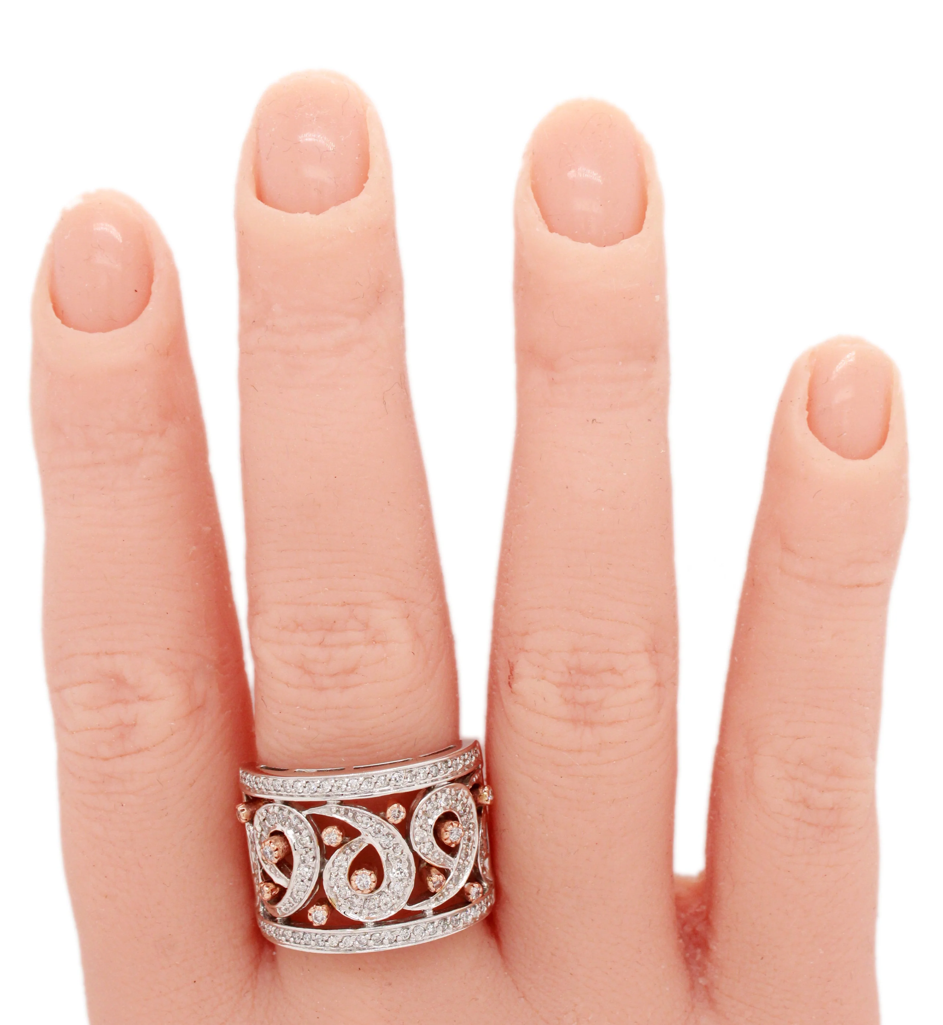 Sonia Bitton 0.50ctw Diamond Swirls & Rose Gold Band Ring | 14k White Gold - Image 7