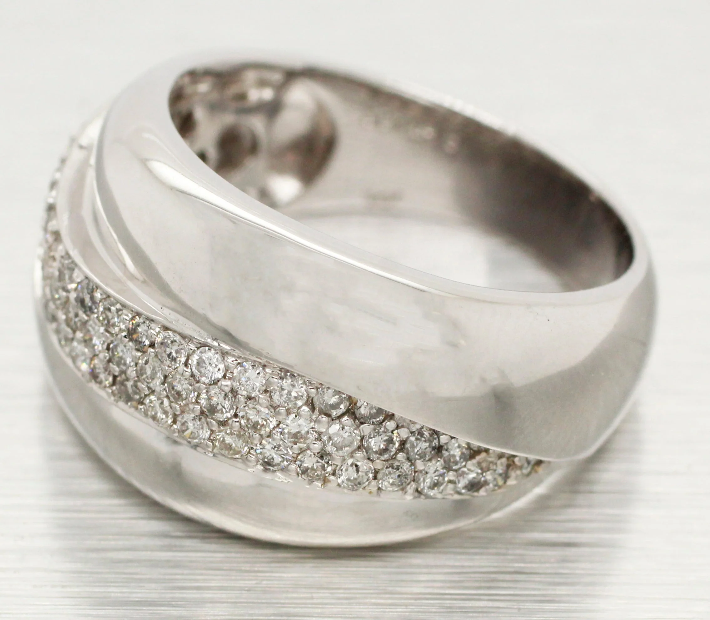 Sonia Bitton 1ctw Diamond Cluster Wave Band Ring | 14k White Gold - Image 2