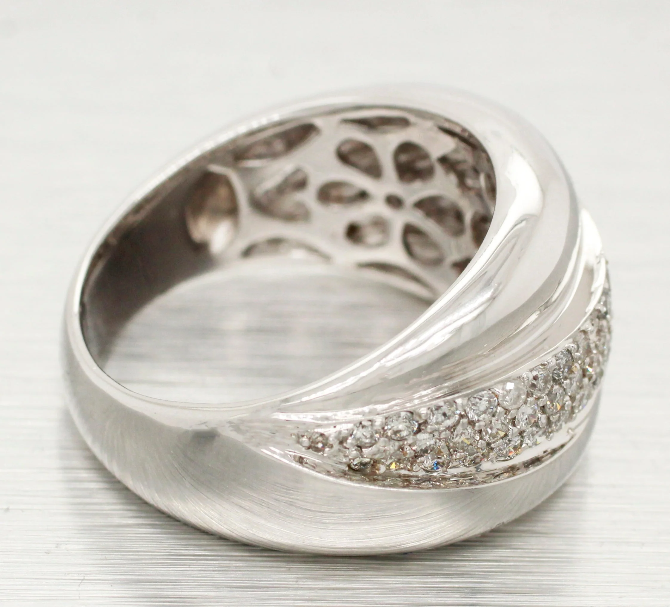 Sonia Bitton 1ctw Diamond Cluster Wave Band Ring | 14k White Gold - Image 4