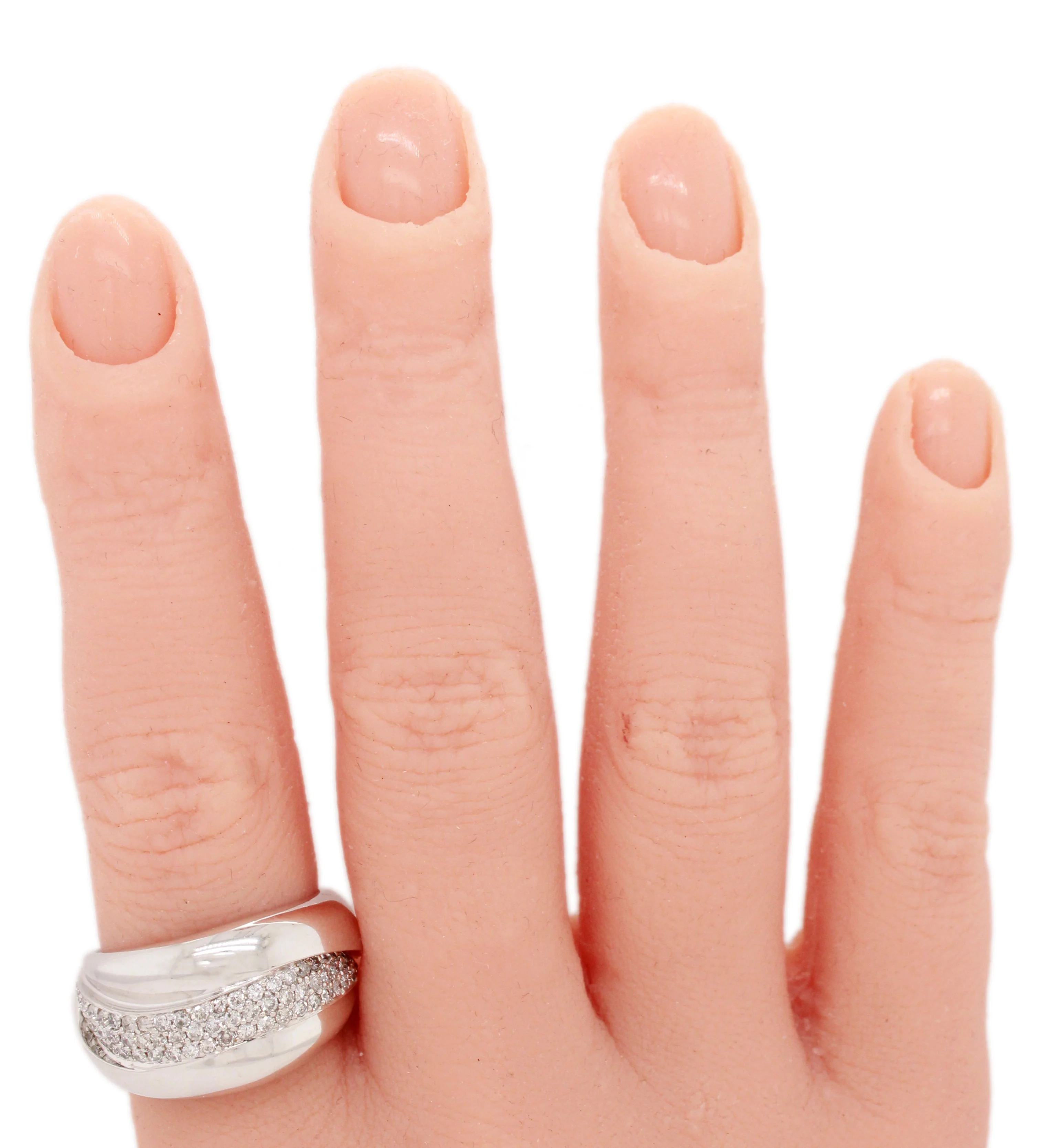 Sonia Bitton 1ctw Diamond Cluster Wave Band Ring | 14k White Gold - Image 7