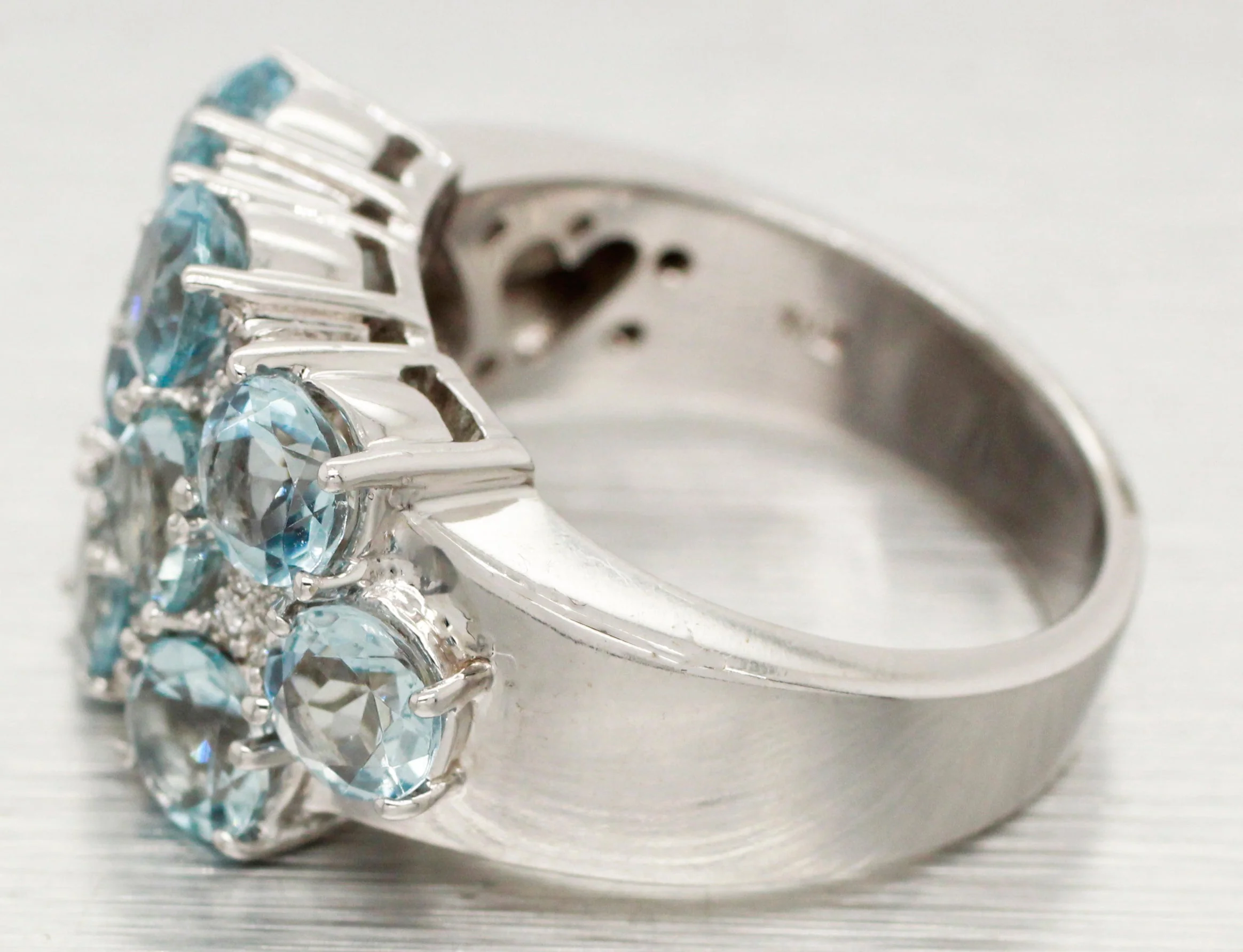 Sonia Bitton 3.25ctw Aquamarine Band Ring | Diamond Accents | 14k White Gold - Image 2