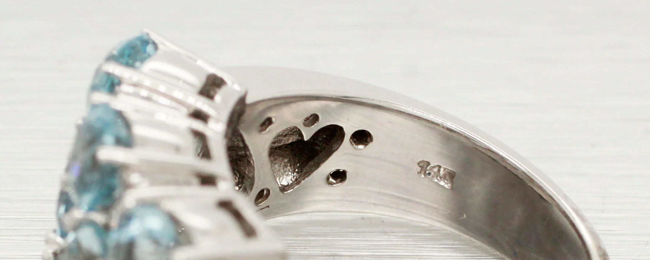 Sonia Bitton 3.25ctw Aquamarine Band Ring | Diamond Accents | 14k White Gold - Image 3