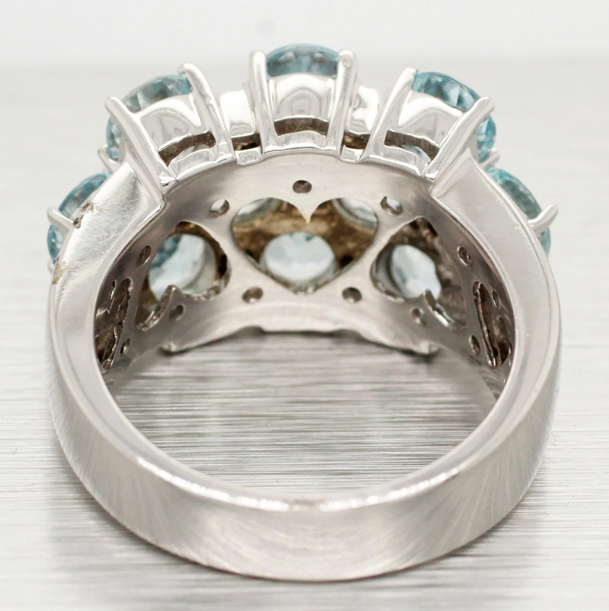 Sonia Bitton 3.25ctw Aquamarine Band Ring | Diamond Accents | 14k White Gold - Image 6