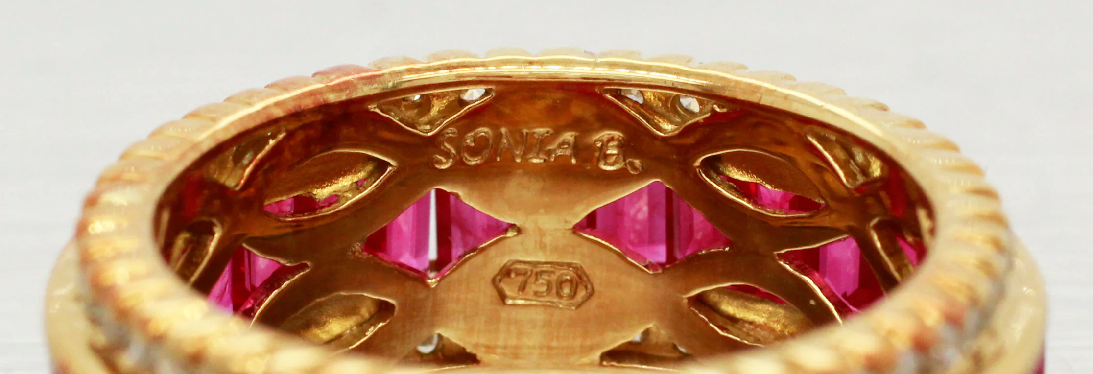 Sonia Bitton 5.20ctw Ruby & Diamond Eternity Ring | 18k Yellow Gold Band - Image 2