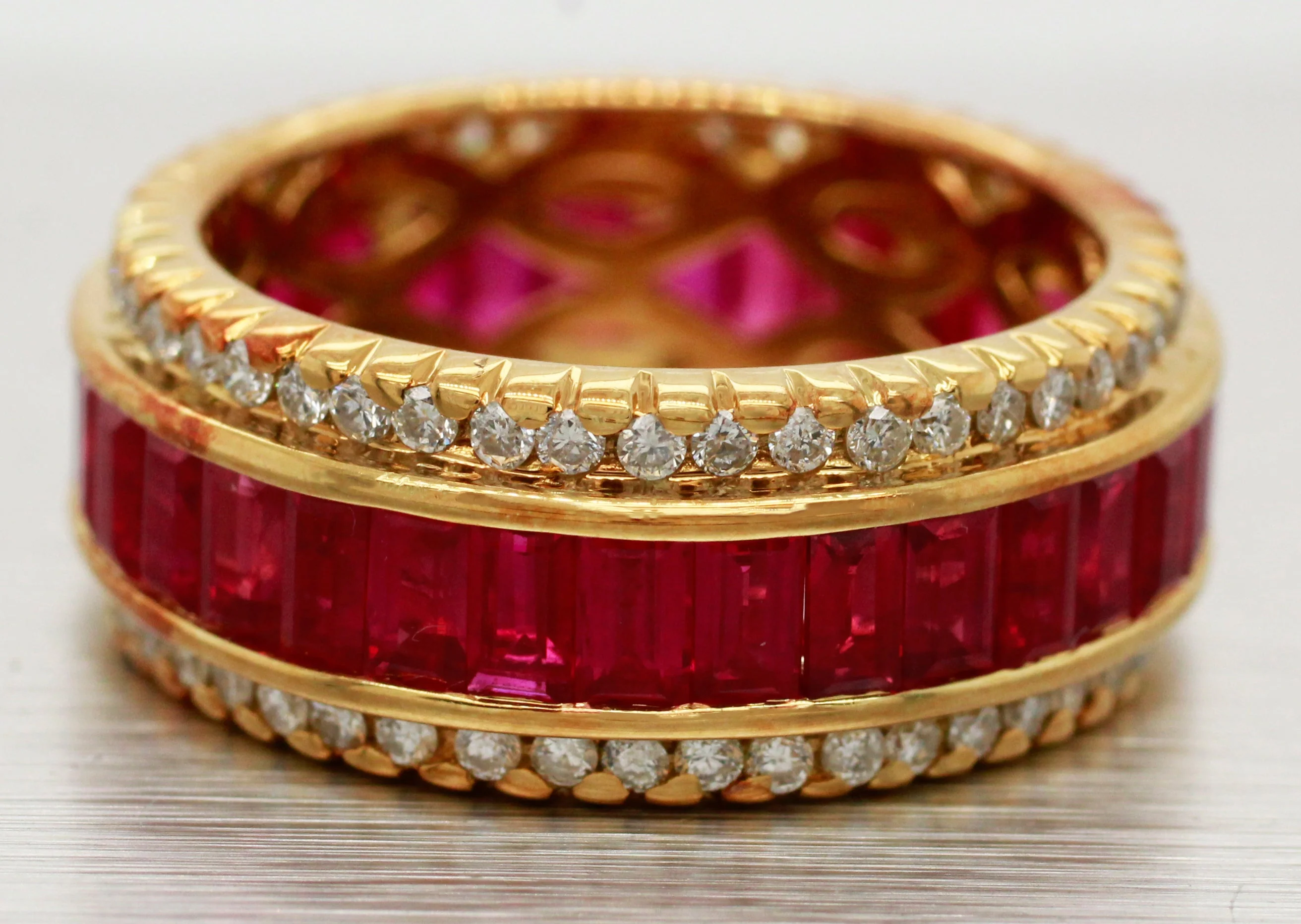 Sonia Bitton 5.20ctw Ruby & Diamond Eternity Ring | 18k Yellow Gold Band - Image 3