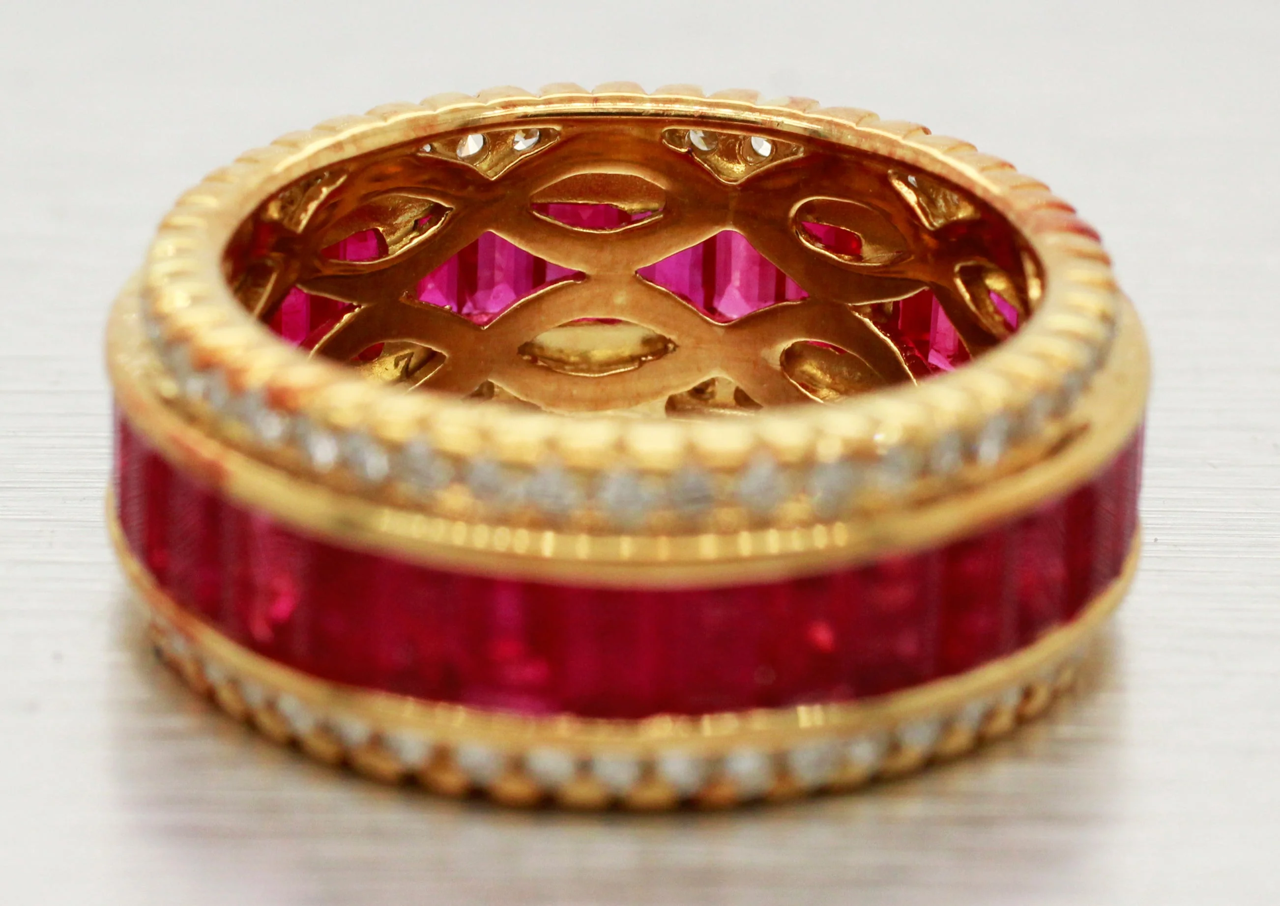 Sonia Bitton 5.20ctw Ruby & Diamond Eternity Ring | 18k Yellow Gold Band - Image 4