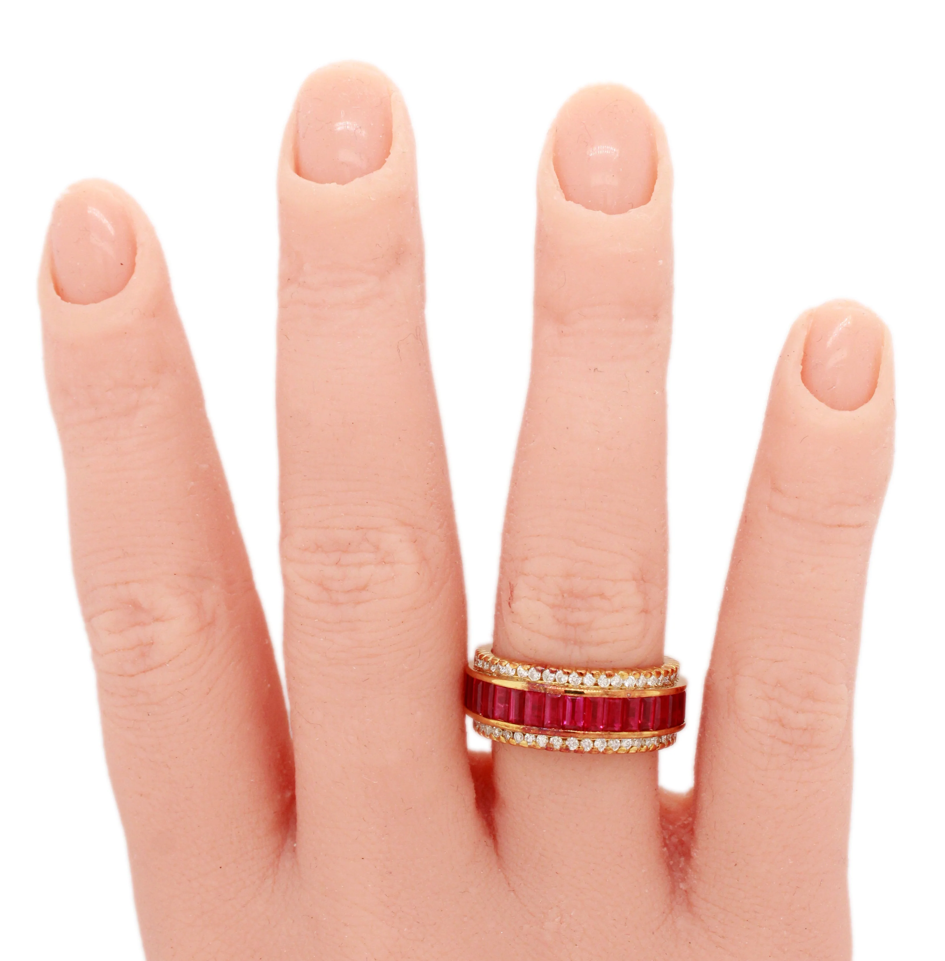 Sonia Bitton 5.20ctw Ruby & Diamond Eternity Ring | 18k Yellow Gold Band - Image 7