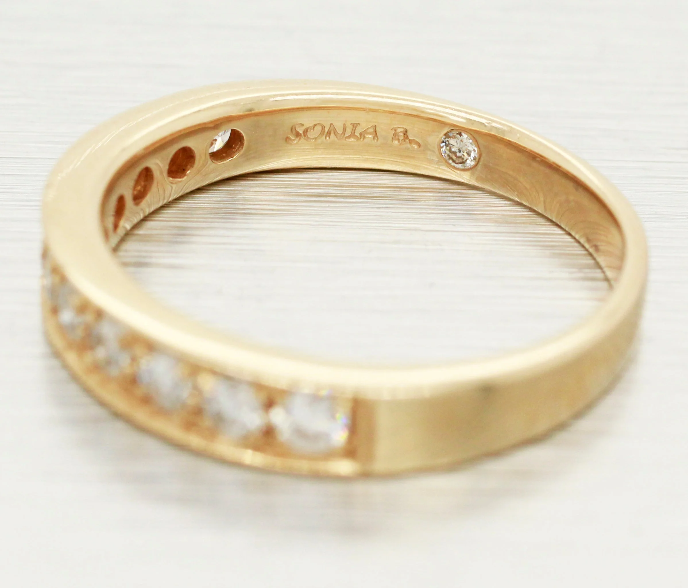 Sonia B Channel Set Diamond Ring - 14k Yellow Gold Band - Size 9 - Image 3