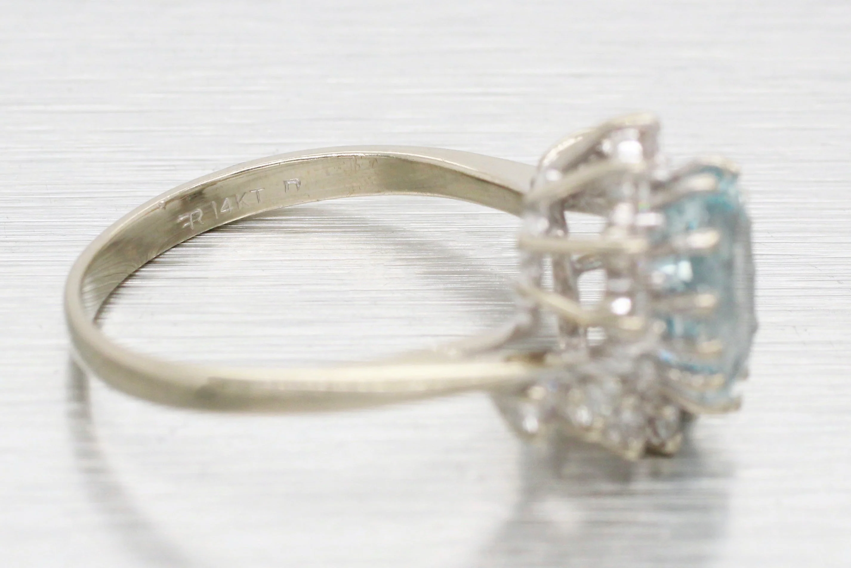 Vintage 1.15ct Aquamarine & Diamond Cocktail Ring - 14k White Gold Split Shank - Image 3