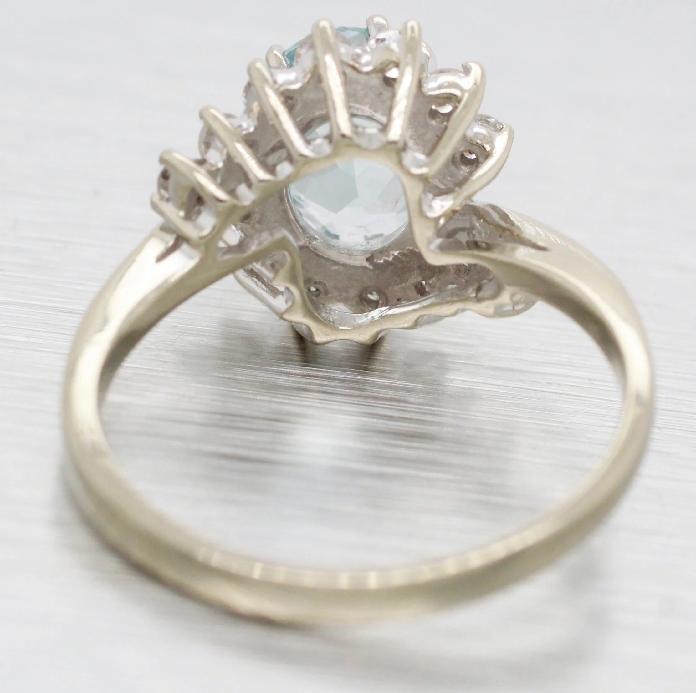 Vintage 1.15ct Aquamarine & Diamond Cocktail Ring - 14k White Gold Split Shank - Image 5