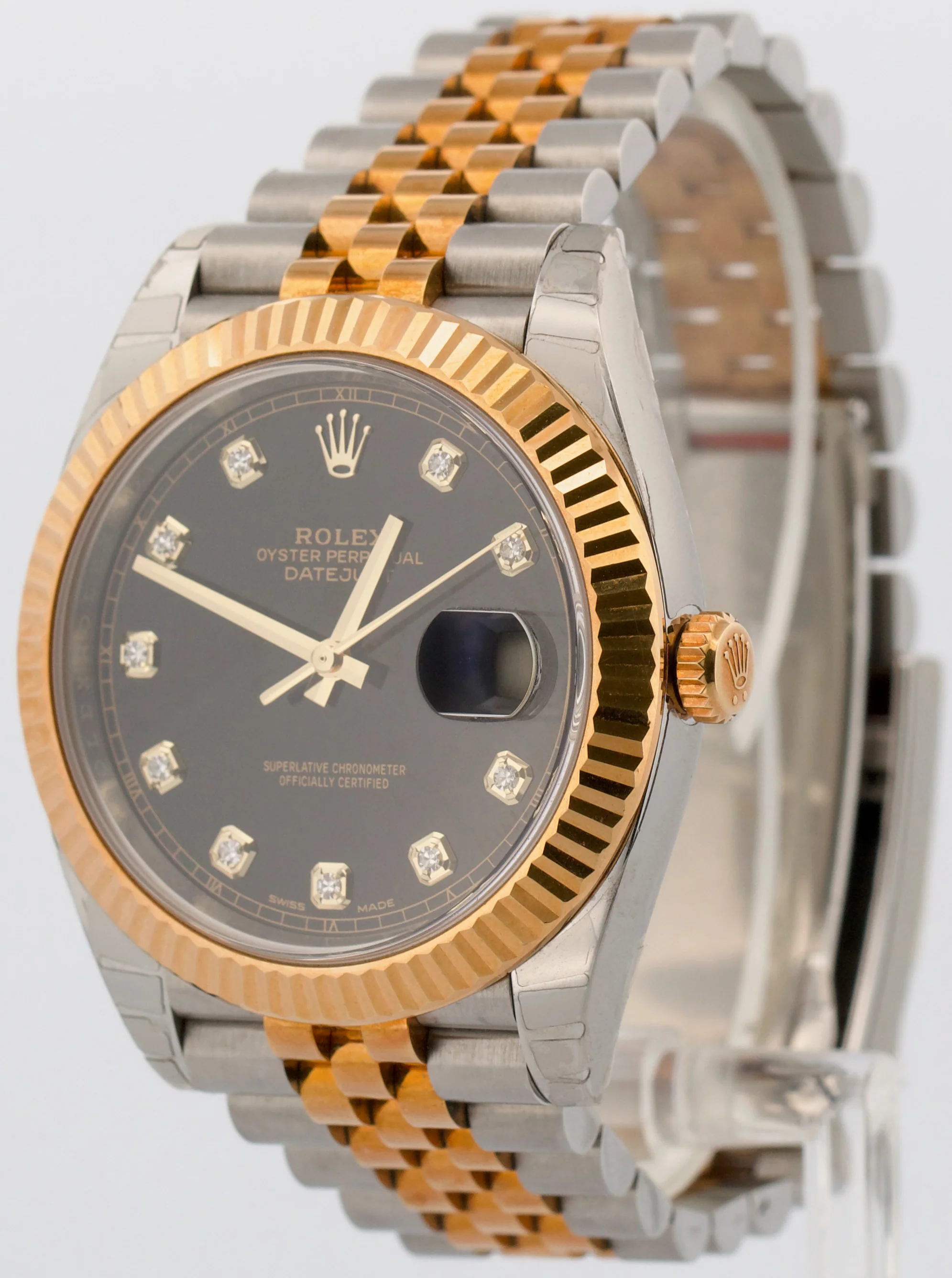 STICKERED 2017 PAPERS Rolex DateJust BLACK DIAMOND 18K JUBILEE 41mm 126333 BOX - Image 3