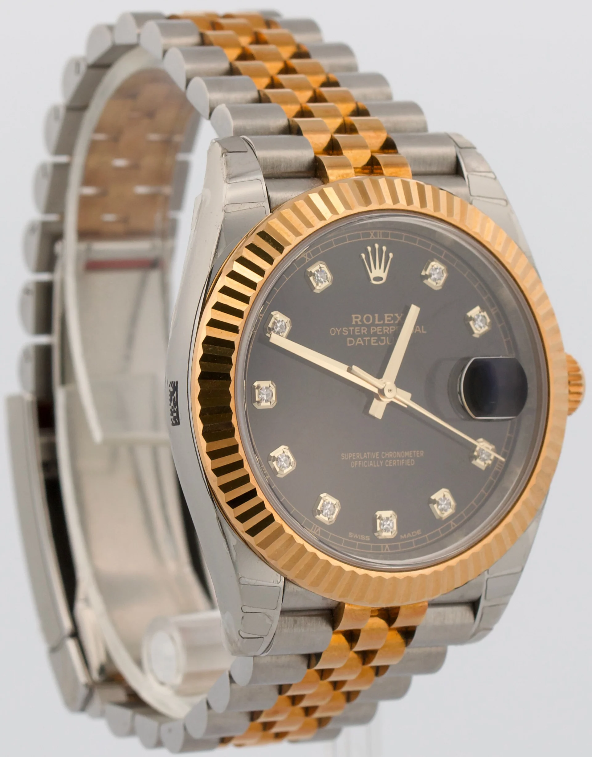 STICKERED 2017 PAPERS Rolex DateJust BLACK DIAMOND 18K JUBILEE 41mm 126333 BOX - Image 4