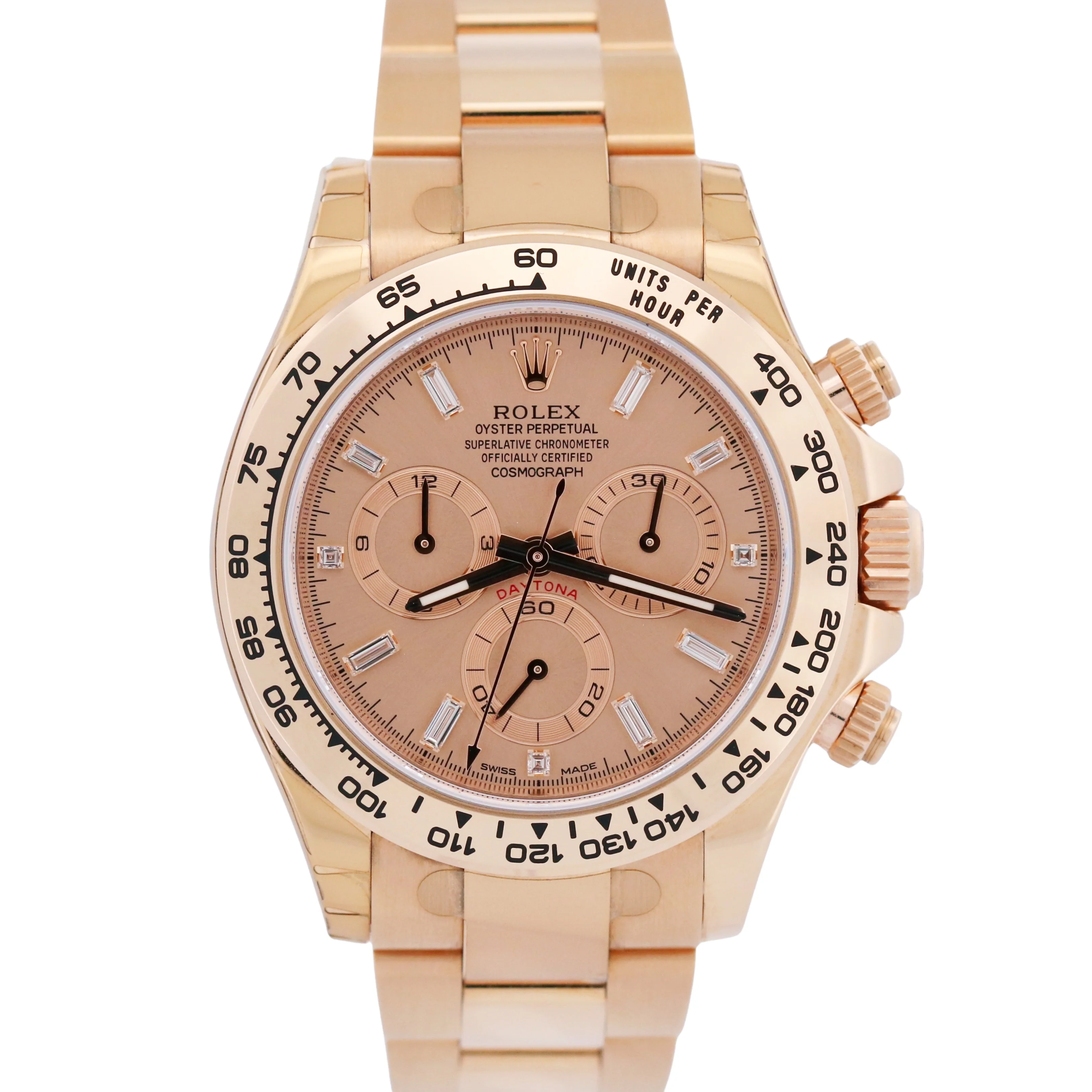 STICKERED PAPERS Rolex Daytona Cosmograph 40mm SUNDUST BAGUETTE 18K 116505 BOX