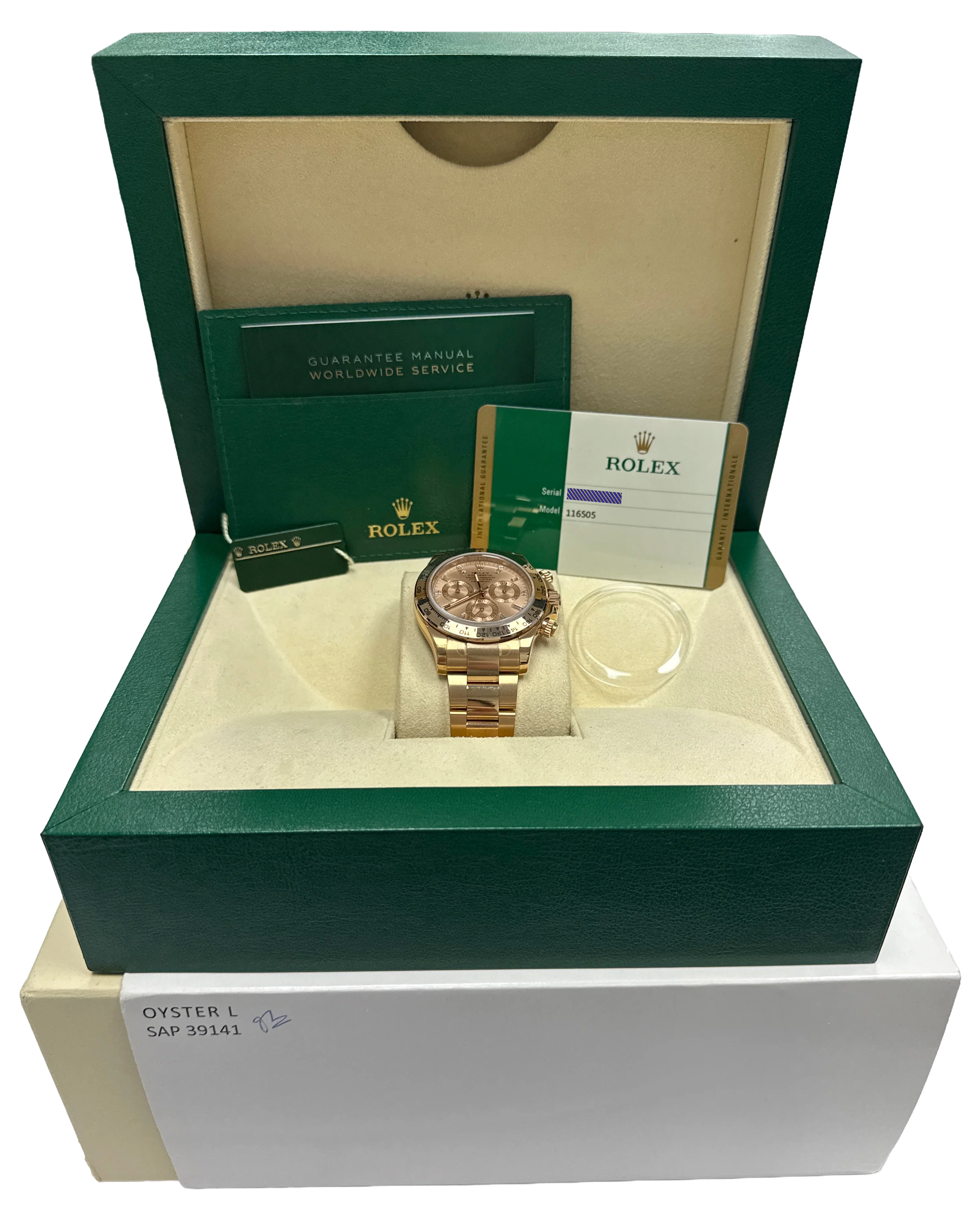 STICKERED PAPERS Rolex Daytona Cosmograph 40mm SUNDUST BAGUETTE 18K 116505 BOX - Image 2