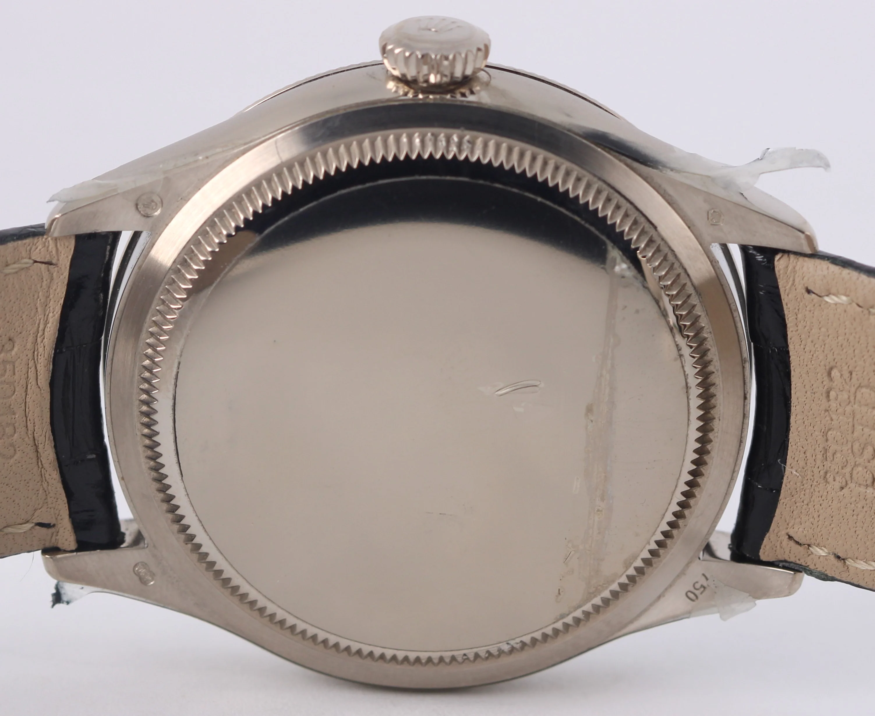 STICKERED Rolex Cellini 18K White Gold White 39mm Black Leather 50509 Watch - Image 9