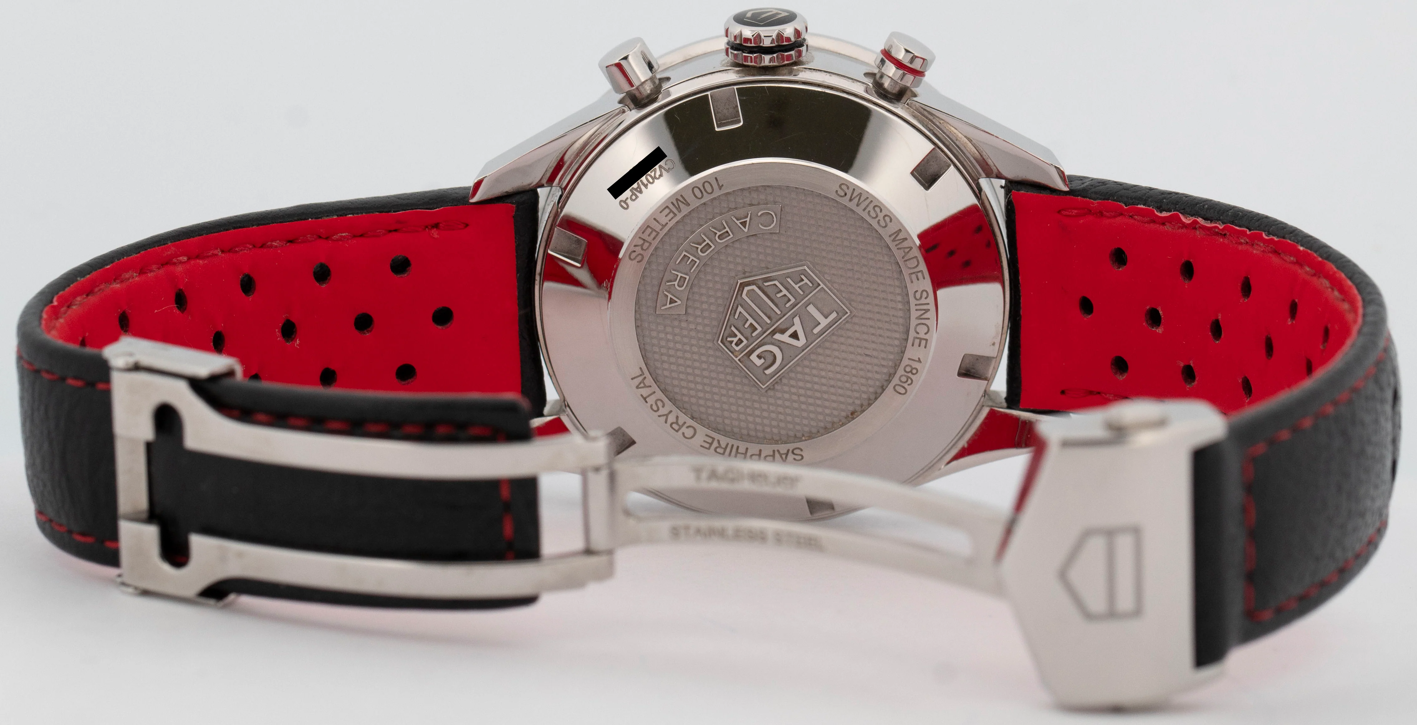Tag Heuer Carerra Chronograph Black Stainless Steel 41mm Red Watch CV201AP - Image 6