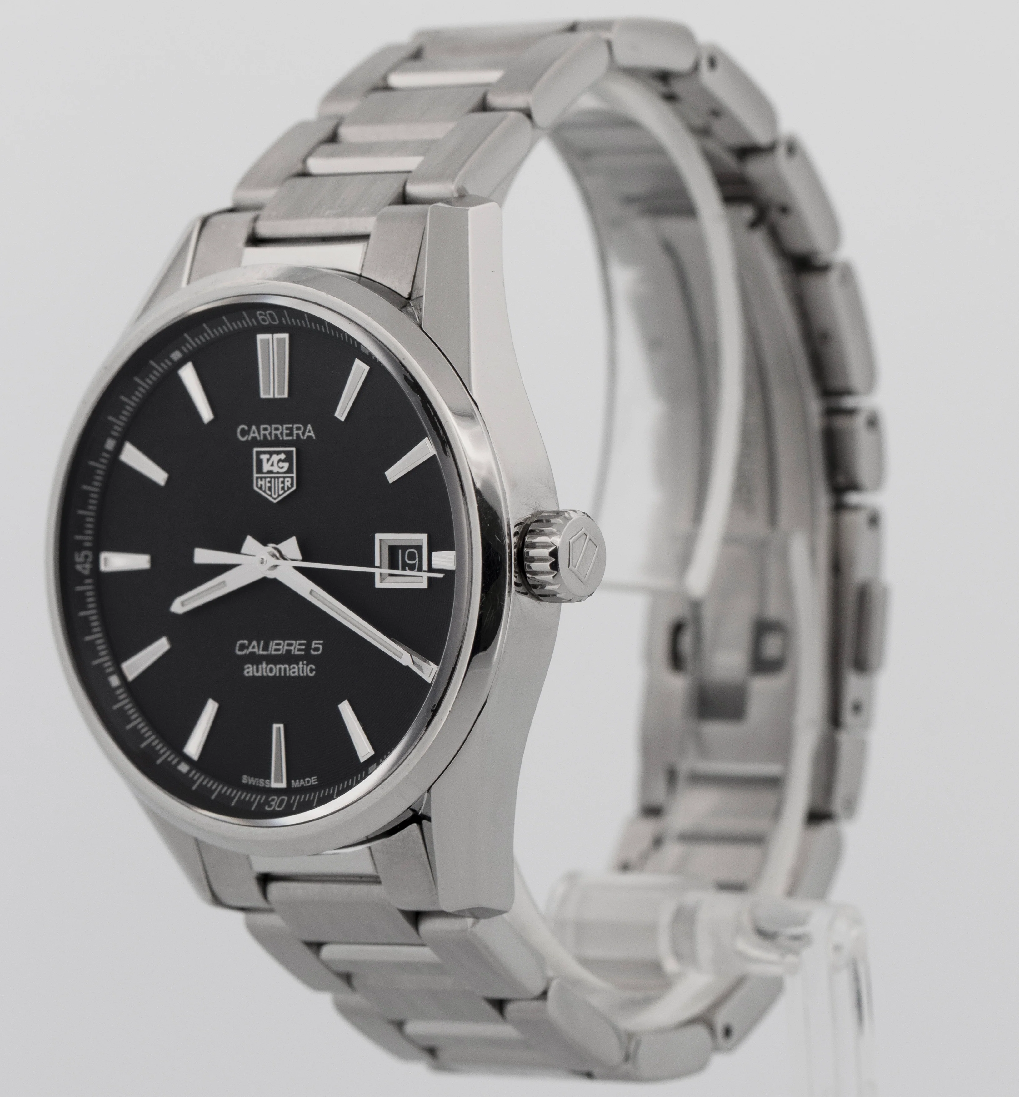 Tag Heuer Carrera 39mm Stainless Steel Black Automatic Watch WAR211A.BA0782 - Image 3