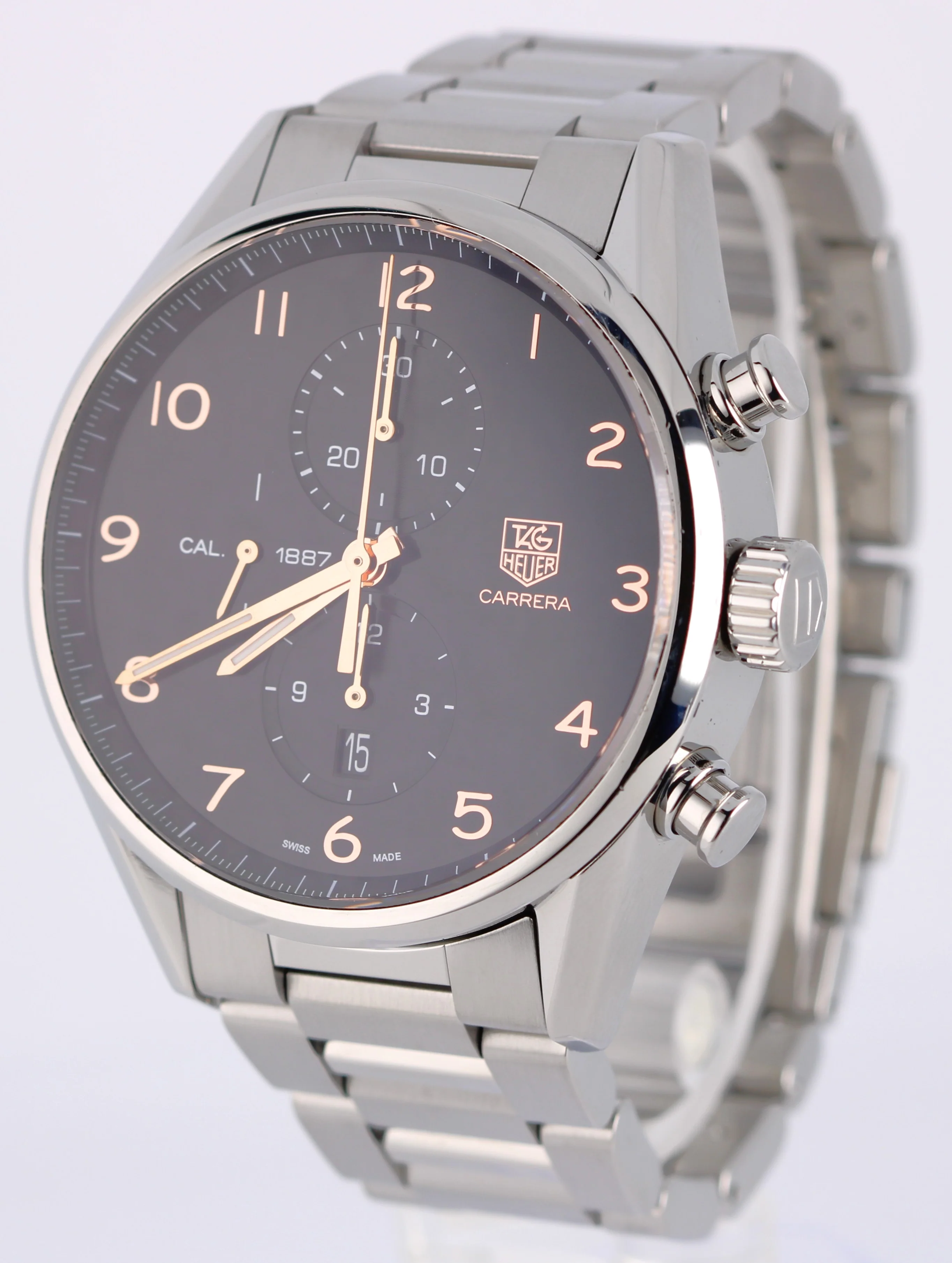 Tag Heuer Carrera Stainless Steel Black Rose Toned Arabic 43mm CAR2014.0 Watch - Image 3