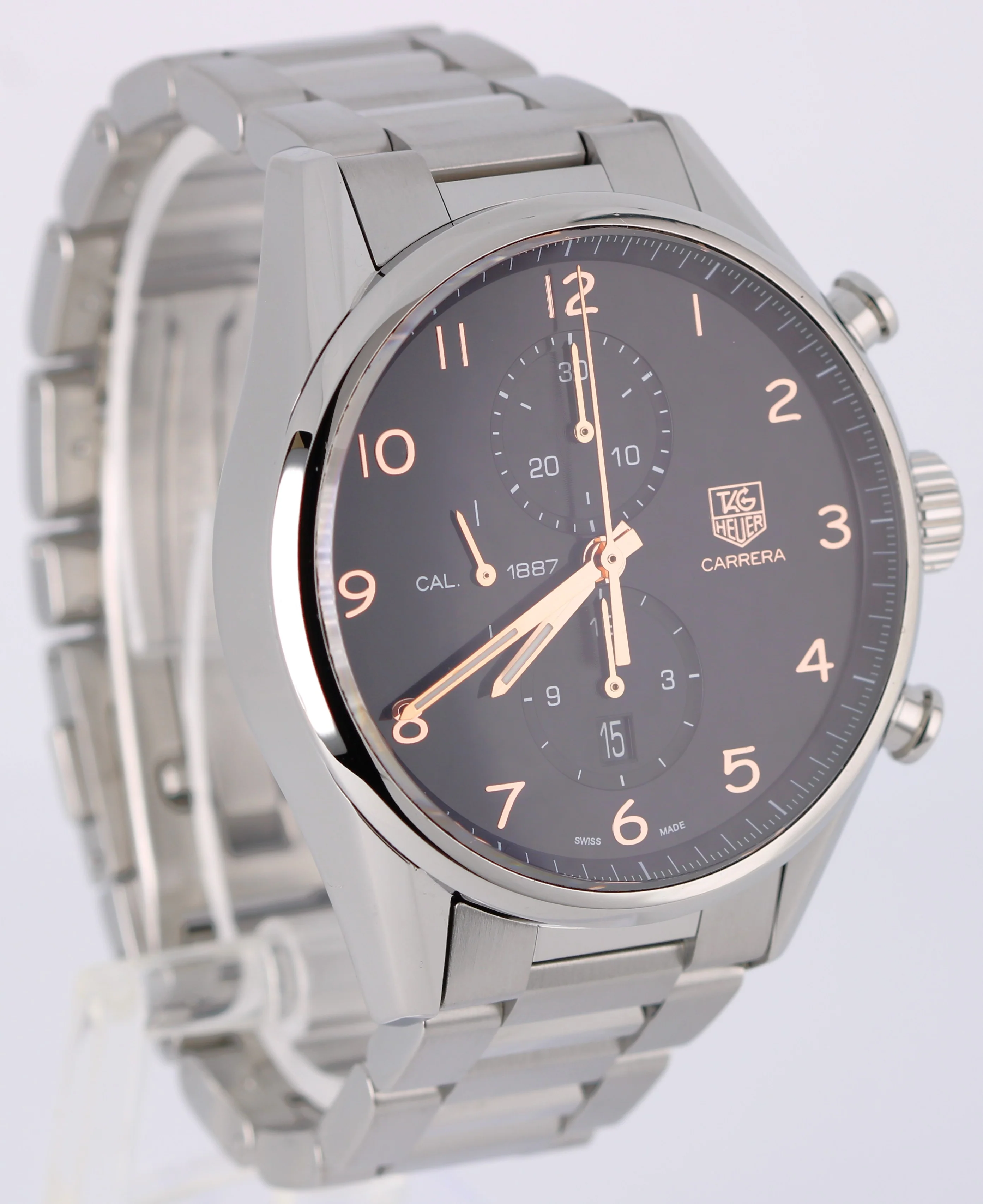 Tag Heuer Carrera Stainless Steel Black Rose Toned Arabic 43mm CAR2014.0 Watch - Image 4