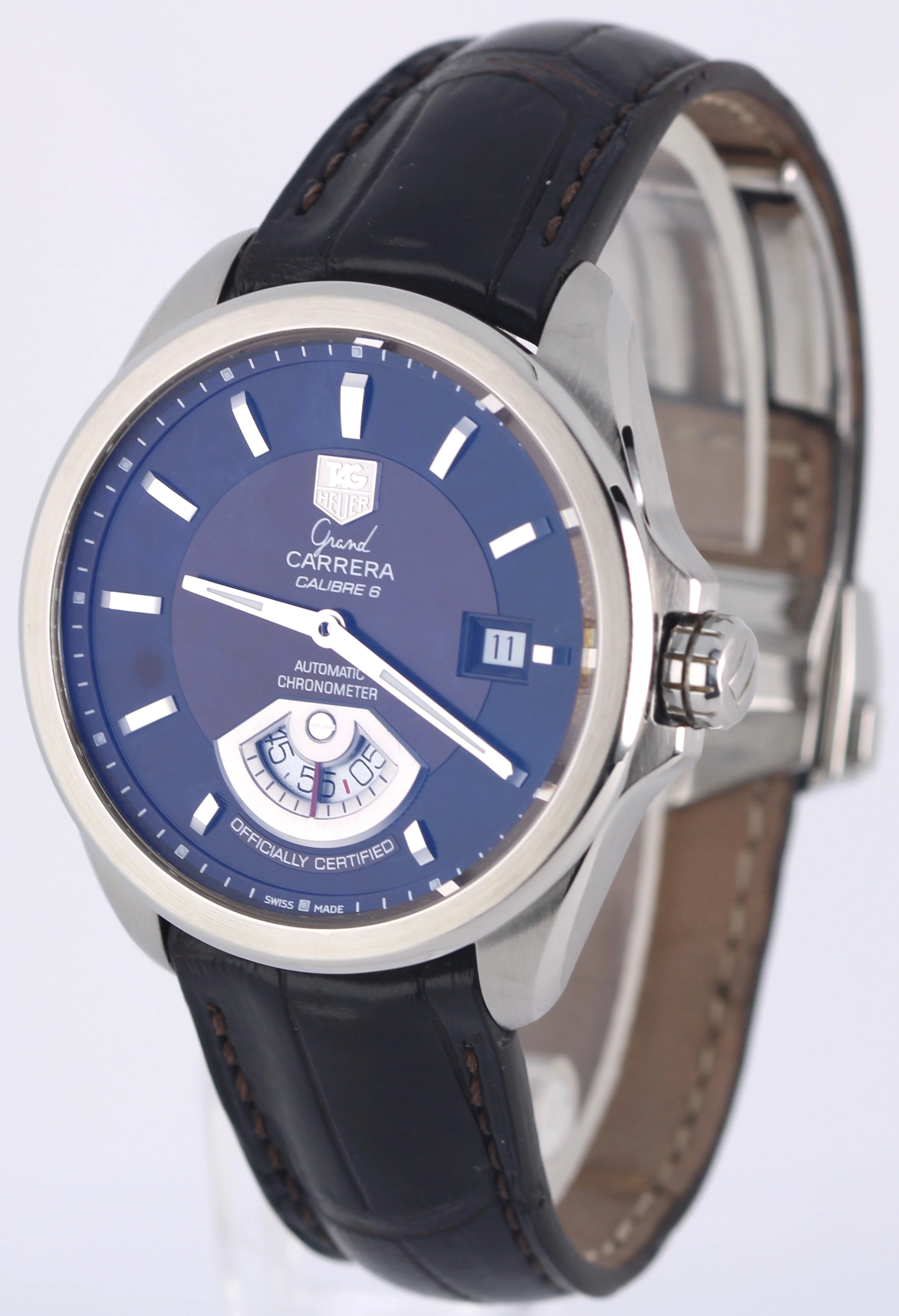 Tag Heuer Grand Carrera Stainless Steel Brown 40mm WAV511C Leather Watch - Image 3