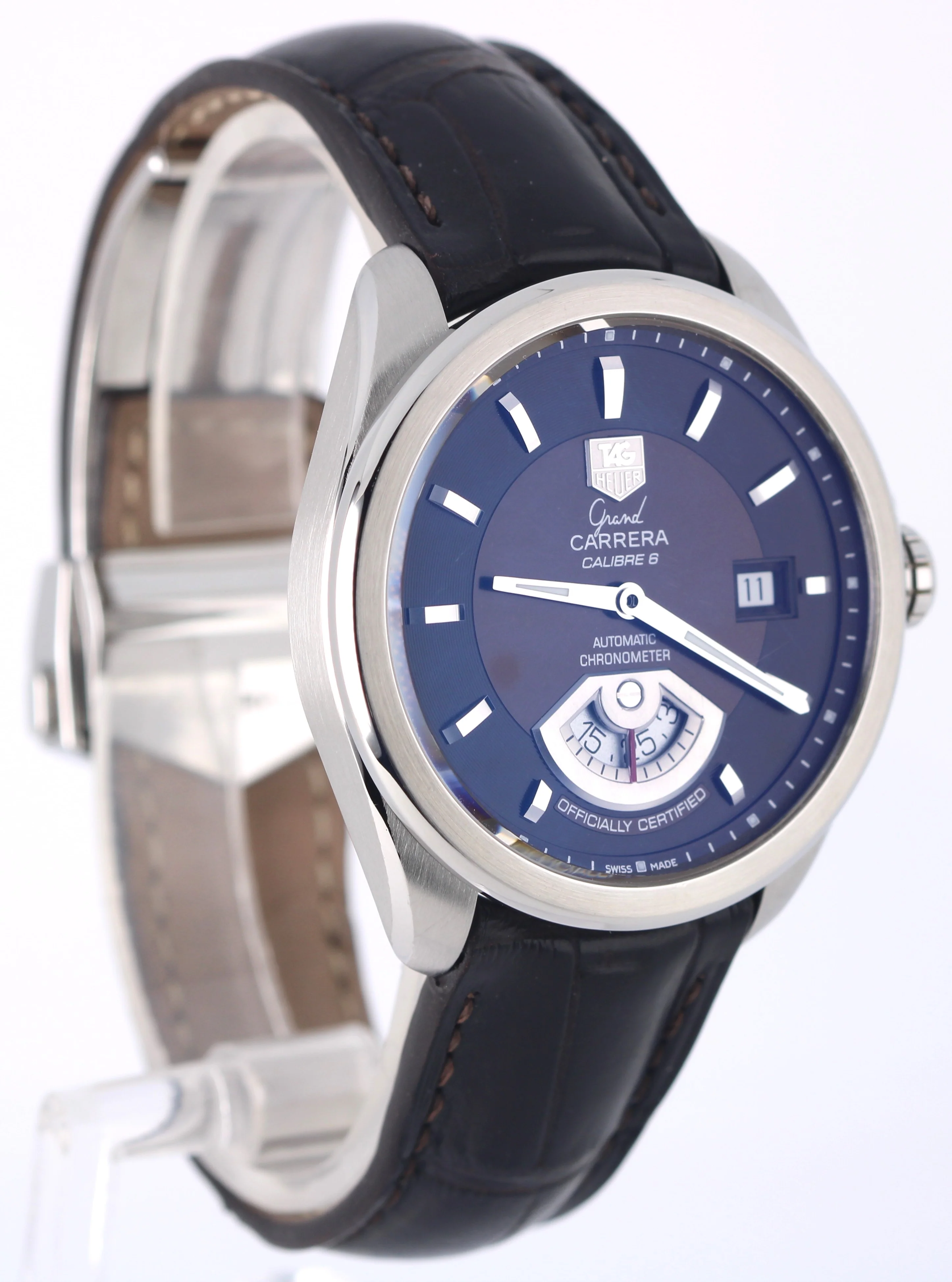 Tag Heuer Grand Carrera Stainless Steel Brown 40mm WAV511C Leather Watch - Image 4