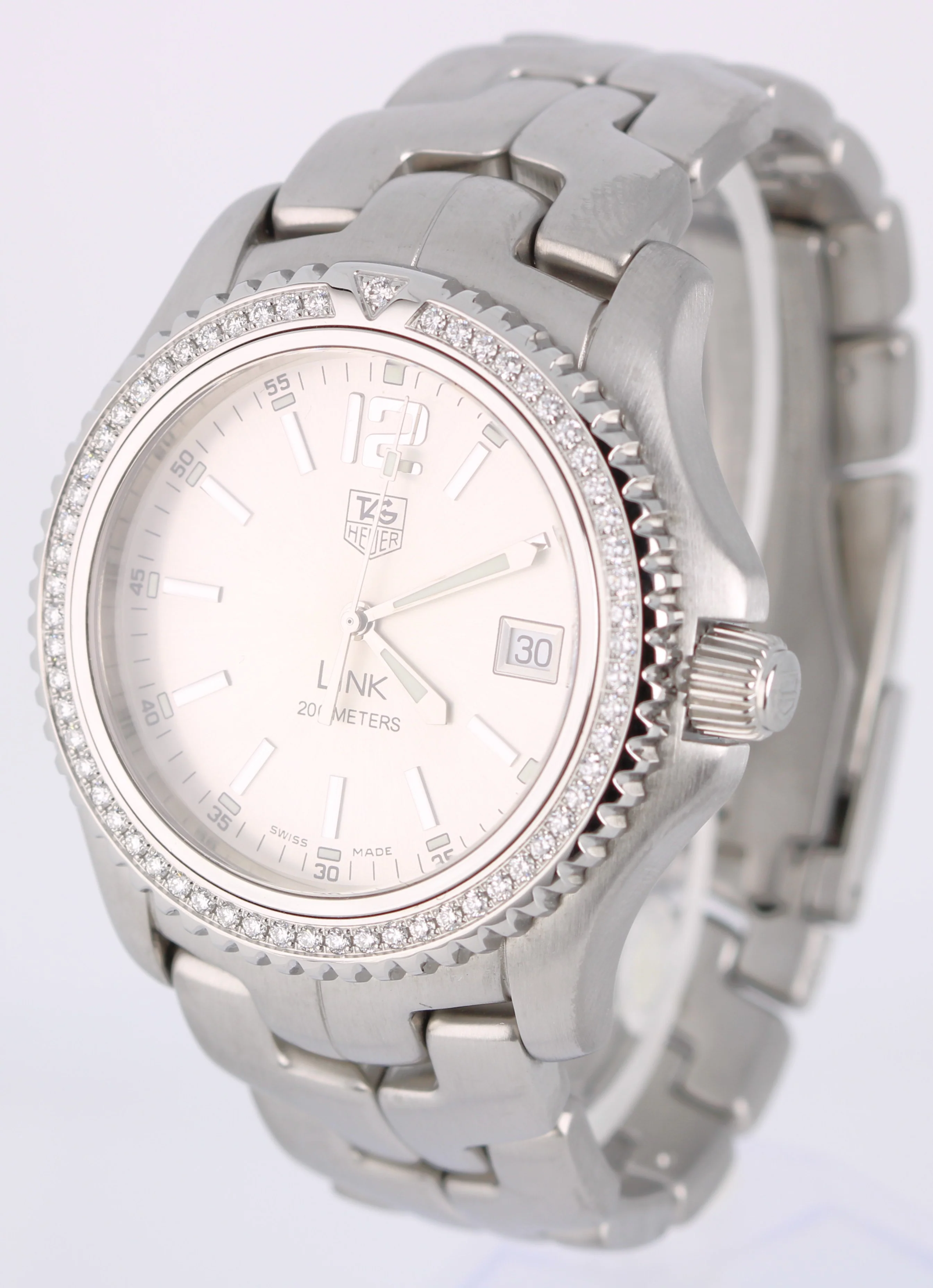 Tag Heuer LINK PAPERS Steel DIAMOND Silver 42mm WT111E Quartz Watch BOX - Image 3