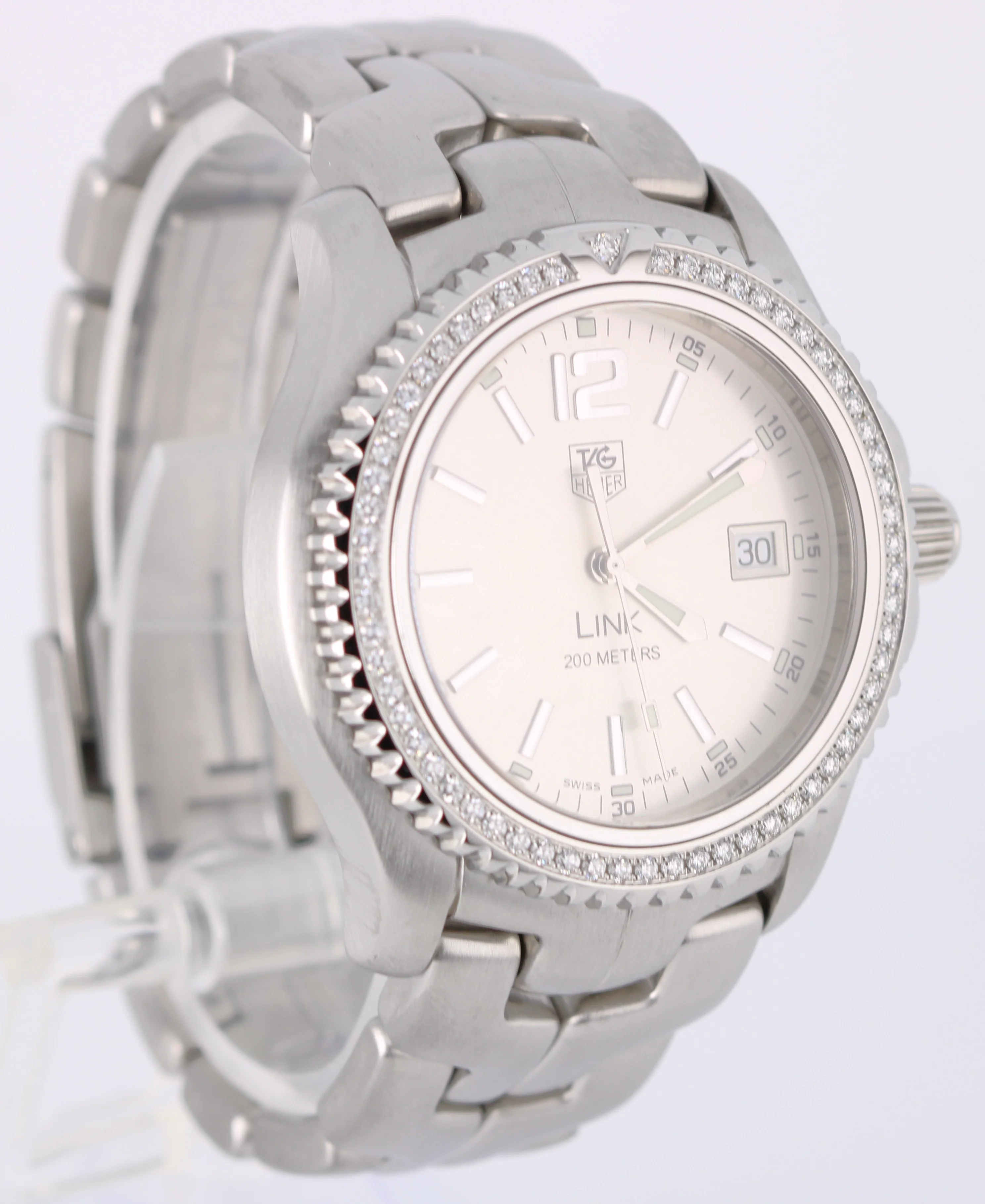 Tag Heuer LINK PAPERS Steel DIAMOND Silver 42mm WT111E Quartz Watch BOX - Image 4