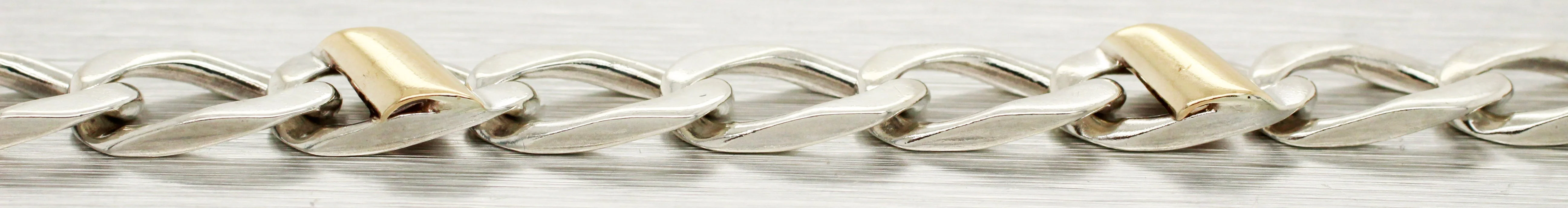 Tiffany & Co. 925 Sterling Silver & 18K Yellow Gold Chain Bracelet 7.50" w/ Box - Image 3