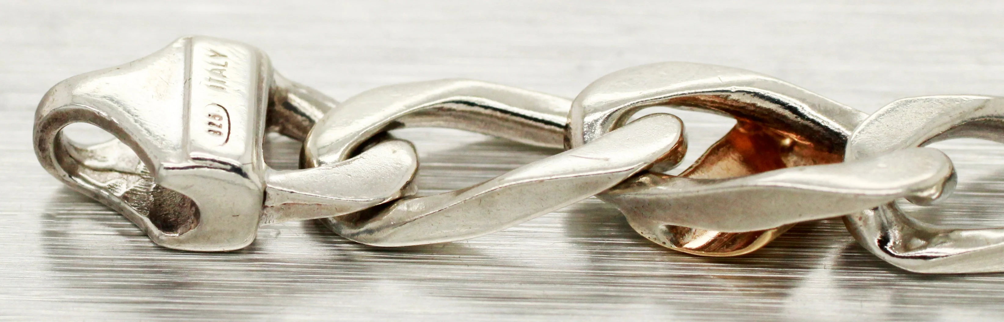 Tiffany & Co. 925 Sterling Silver & 18K Yellow Gold Chain Bracelet 7.50" w/ Box - Image 5