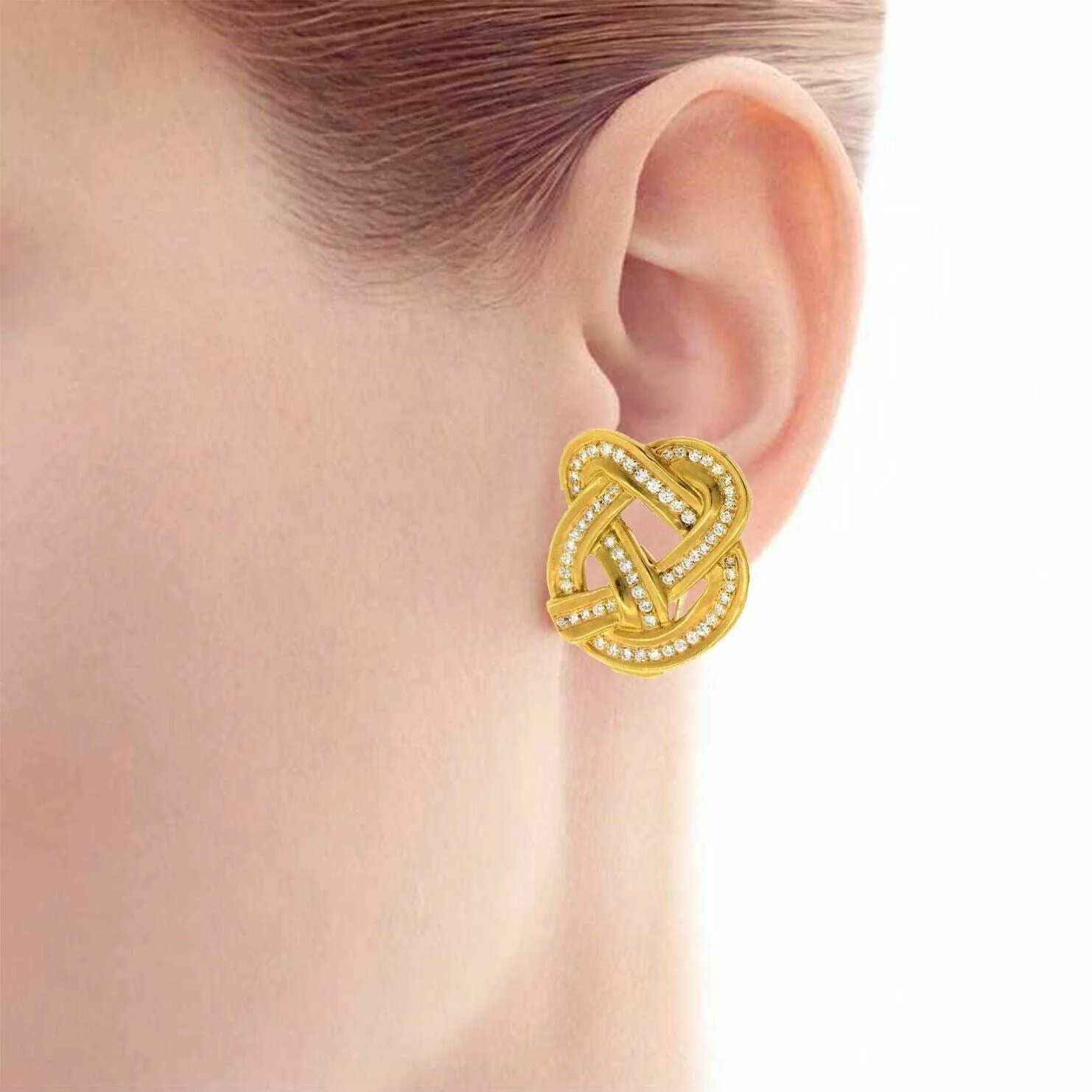 Tiffany & Co. Angela Cummings 1.50ctw Diamond Pretzel Earrings - 18k Yellow Gold - Image 2