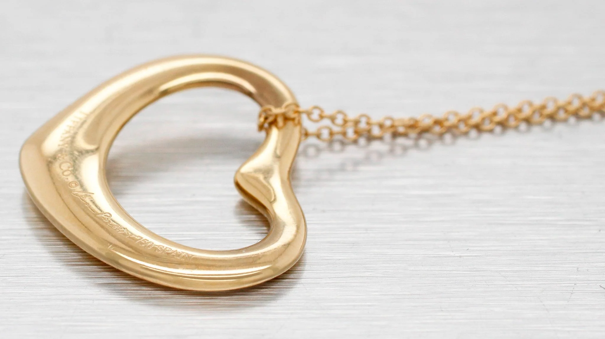 Tiffany & Co. Open Heart Pendant - 18k Yellow Gold - 16" Necklace - Elsa Peretti - Image 3