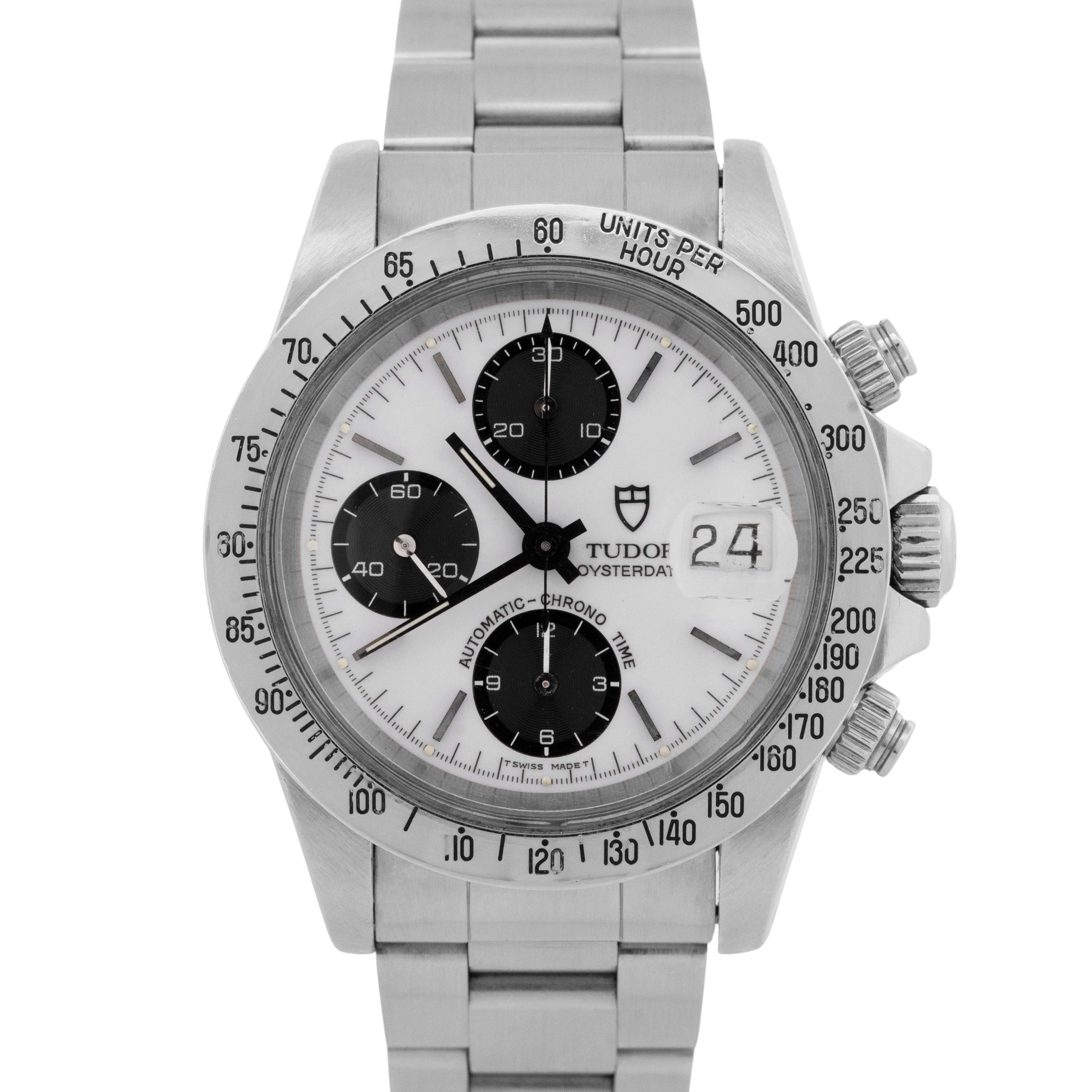 Tudor Oyster Date Chronograph Big Block White 79180 40mm Steel Watch BOX