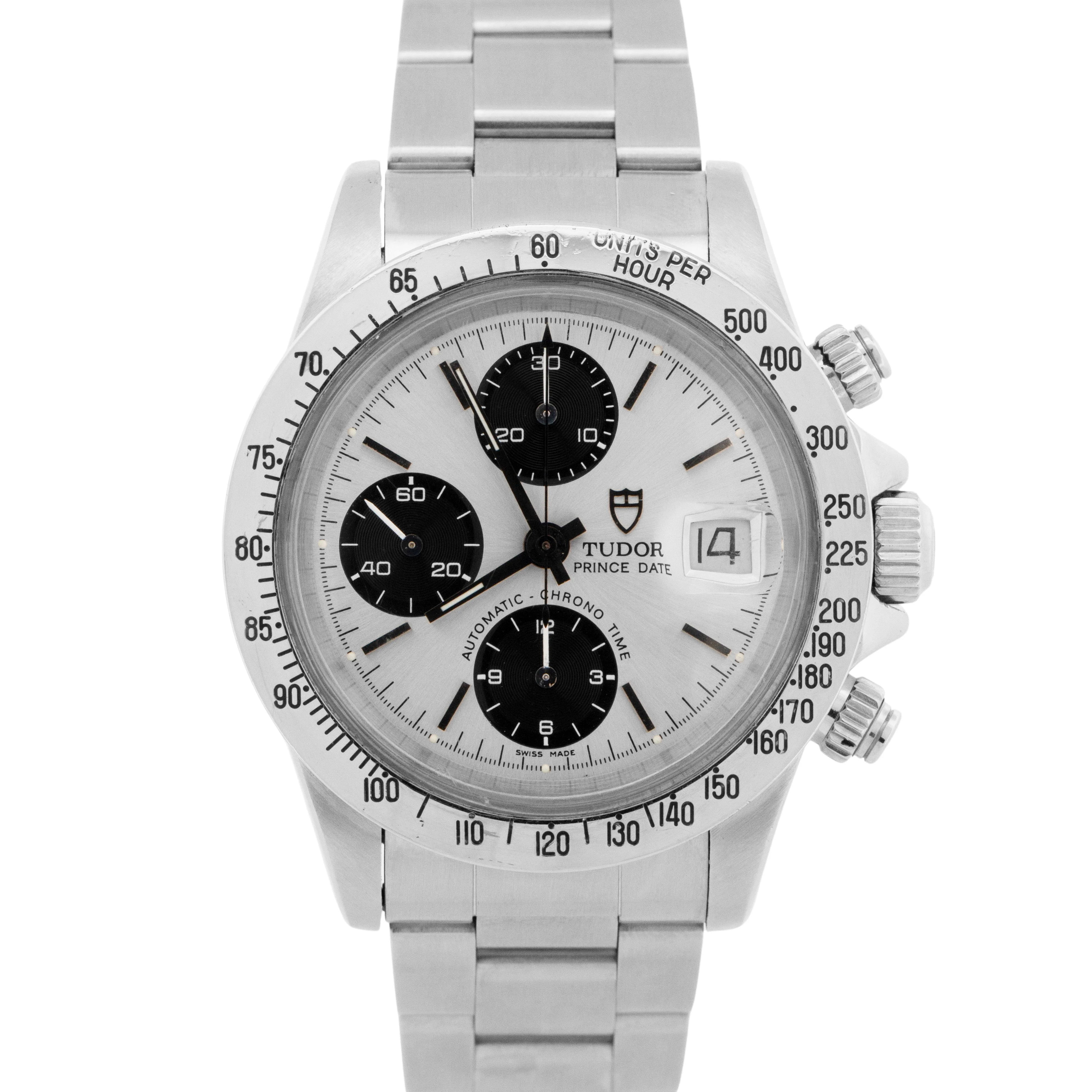 Tudor Prince Date Chronograph Big Block Silver 94300 40mm Steel Automatic Watch