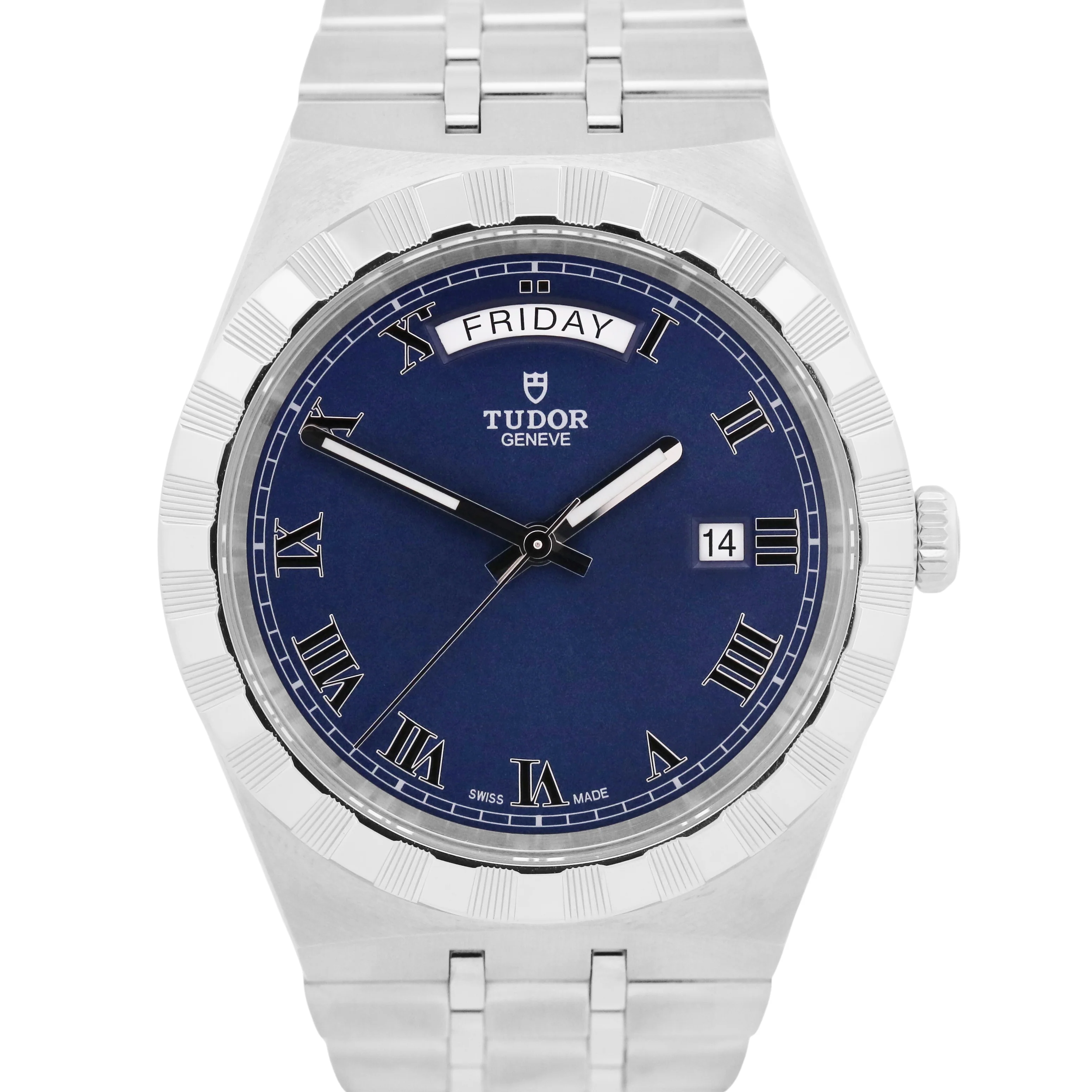 Tudor Royal 41mm BLUE ROMAN Stainless Steel Day-Date 28600 Automatic Watch BOX
