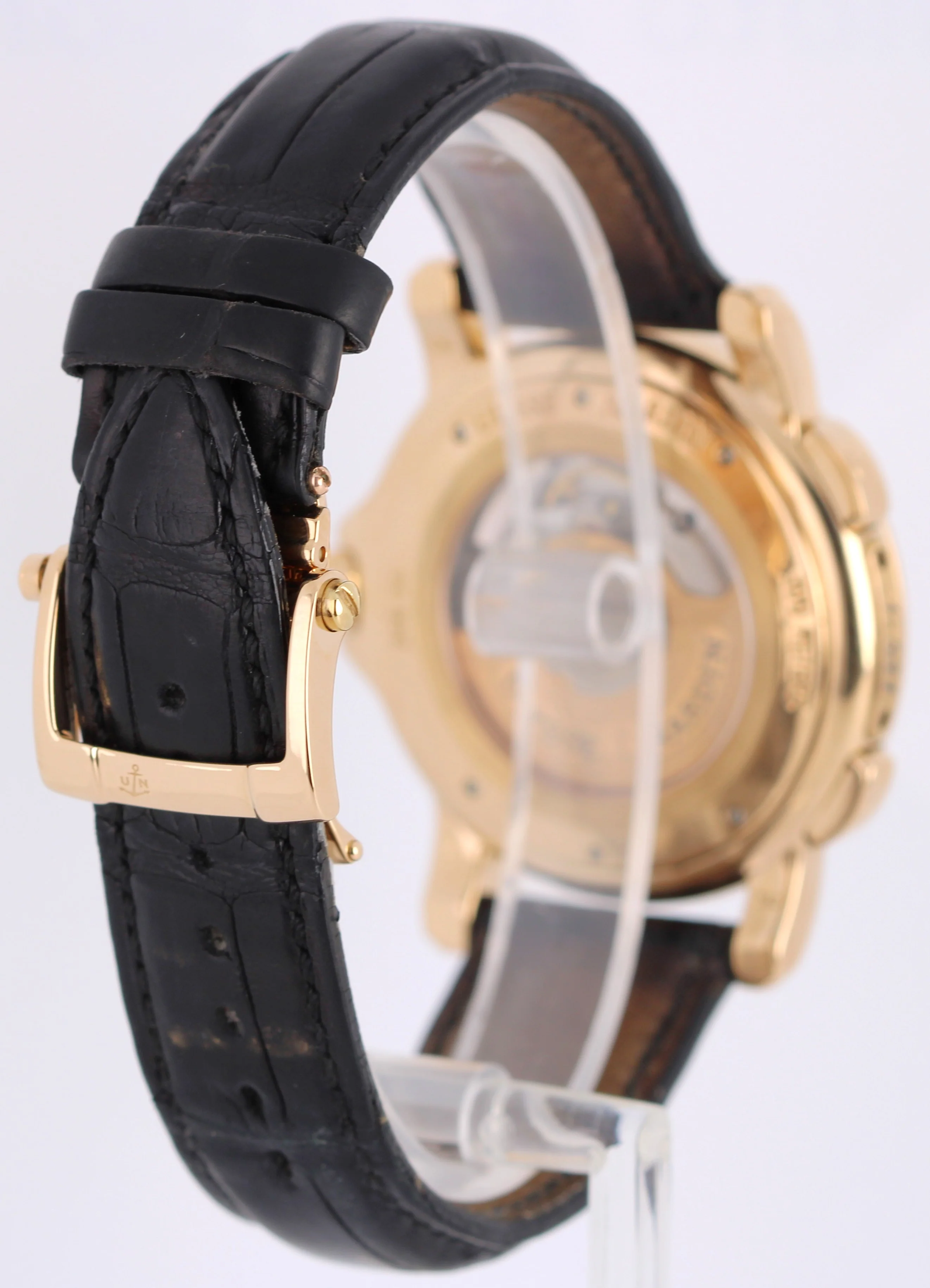 Ulysse Nardin GMT Dual-Time 18k Rose Gold Black 42mm 246-55 Leather Watch - Image 5