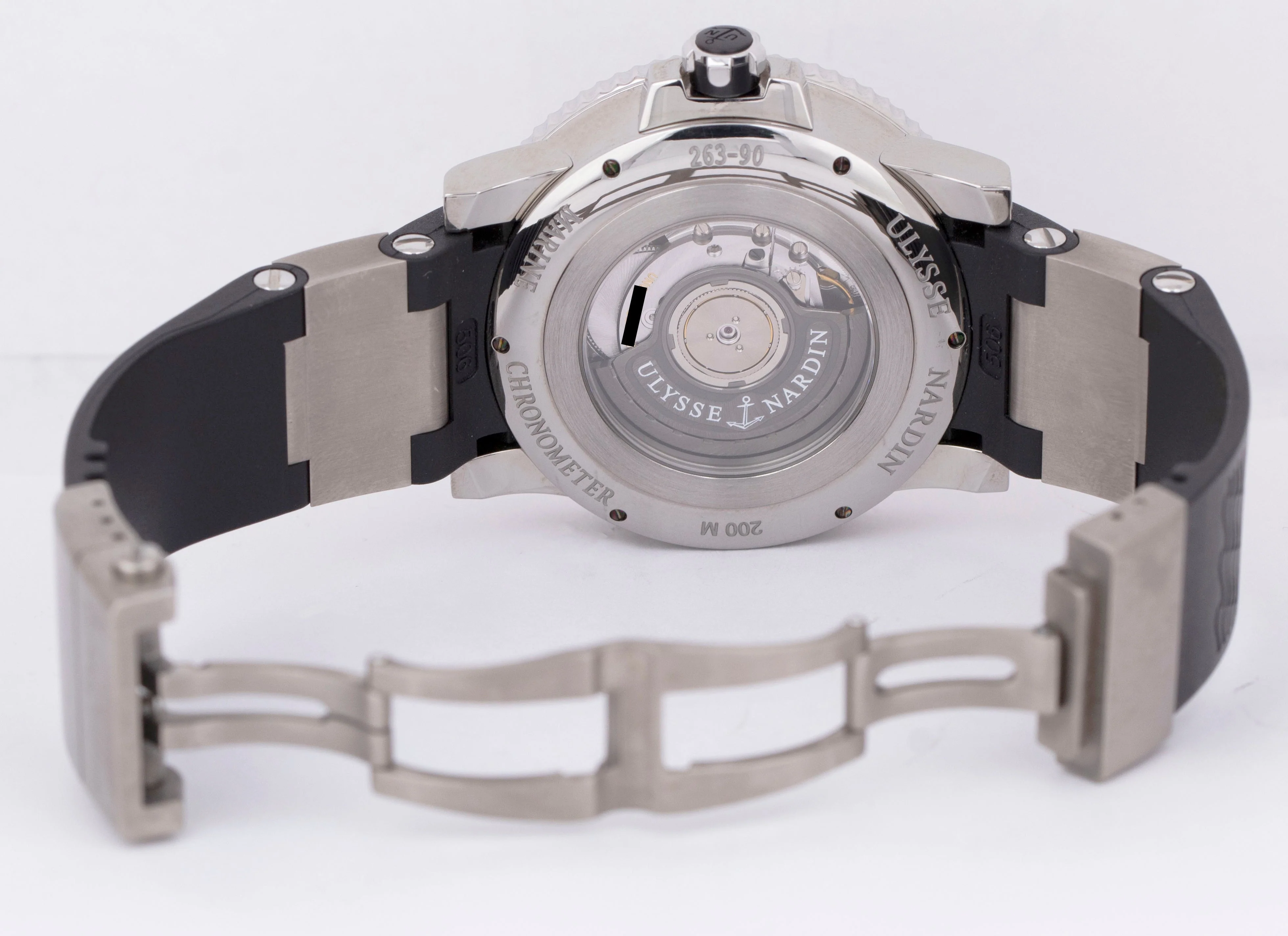 Ulysse Nardin Maxi Marine Diver 45mm Titanium Rubber Black Red Date 263-90 Watch - Image 5