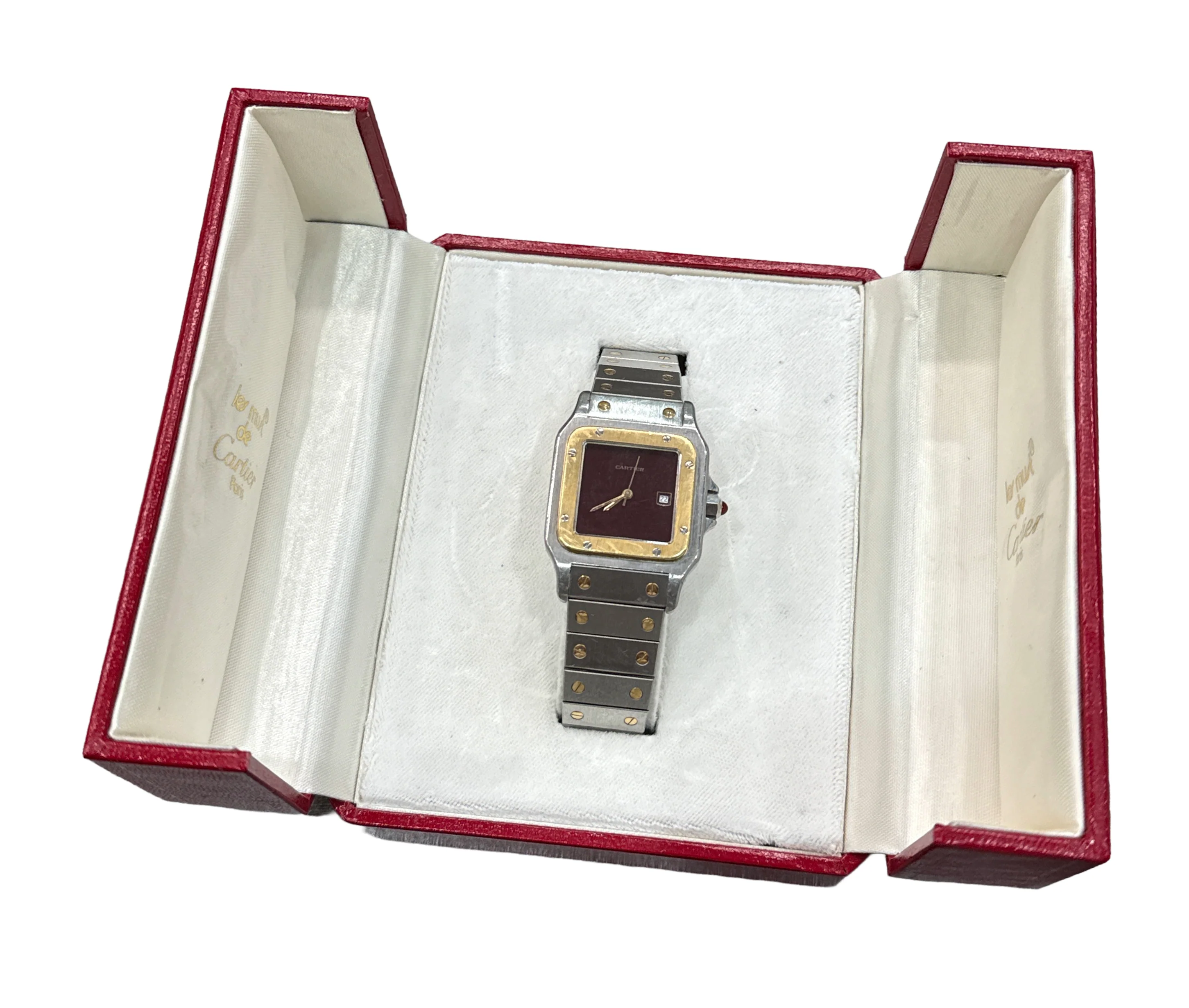 UNPOLISHED Cartier Santos Carree RED 18k Gold Steel Automatic 29mmX41mm 2961 BOX - Image 2