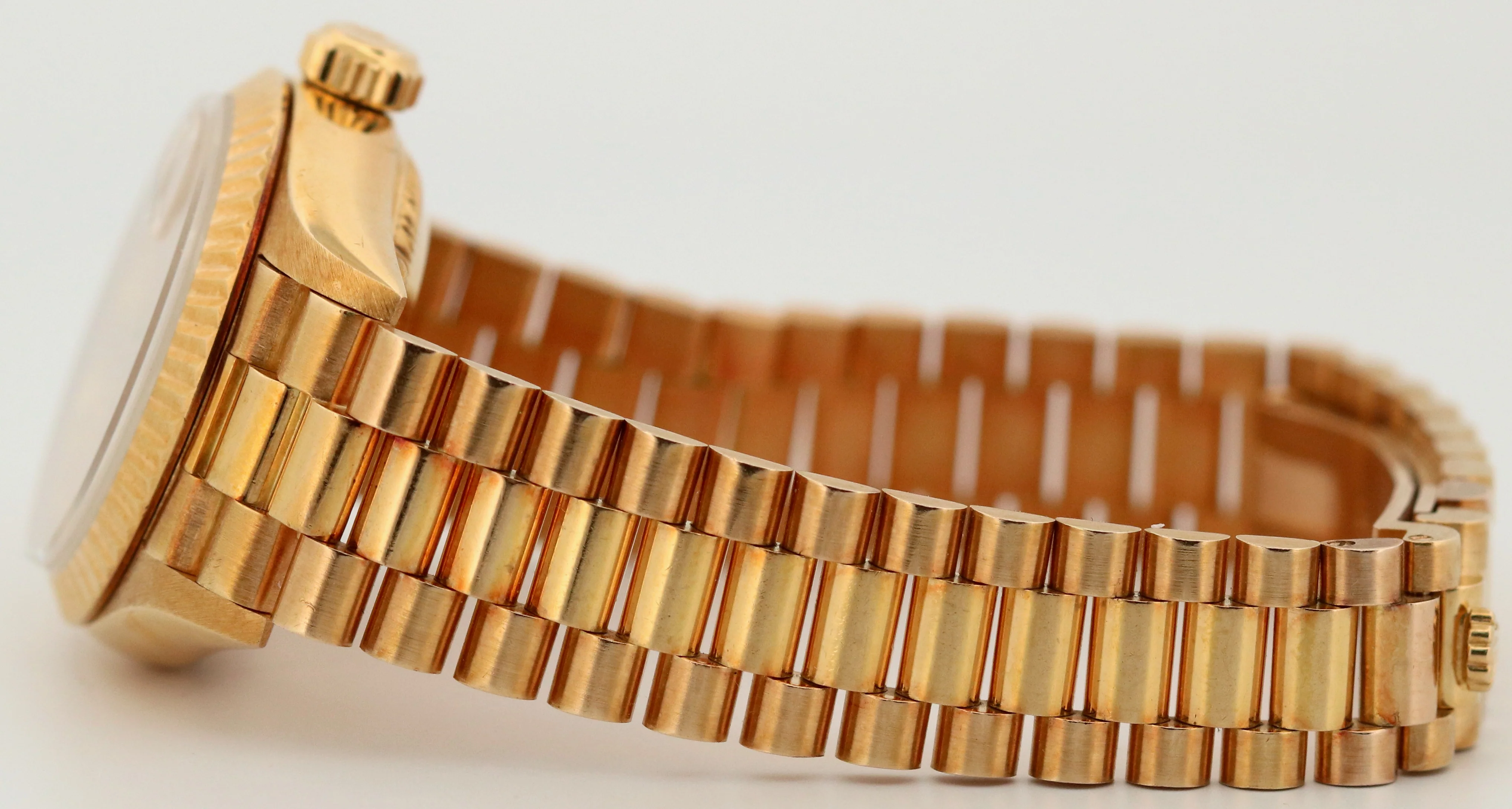 UNPOLISHED Ladies Rolex DateJust President 26mm CHAMPAGNE TAPESTRY 18K 69178 - Image 7