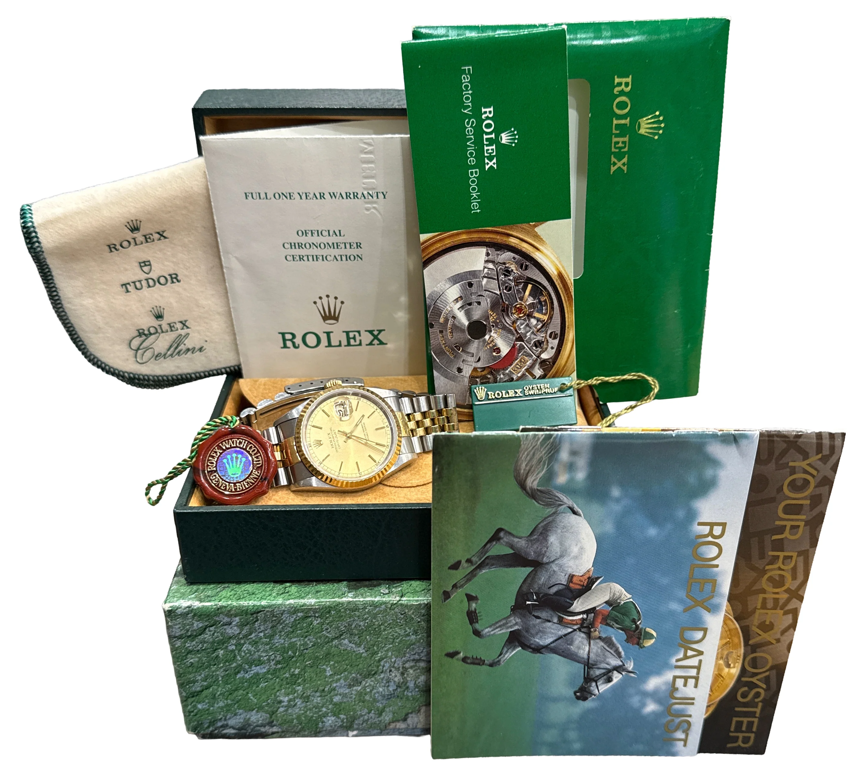 UNPOLISHED PAPERS Rolex DateJust 36mm CHAMPAGNE 18K Gold Steel JUBILEE 16233 BOX - Image 2