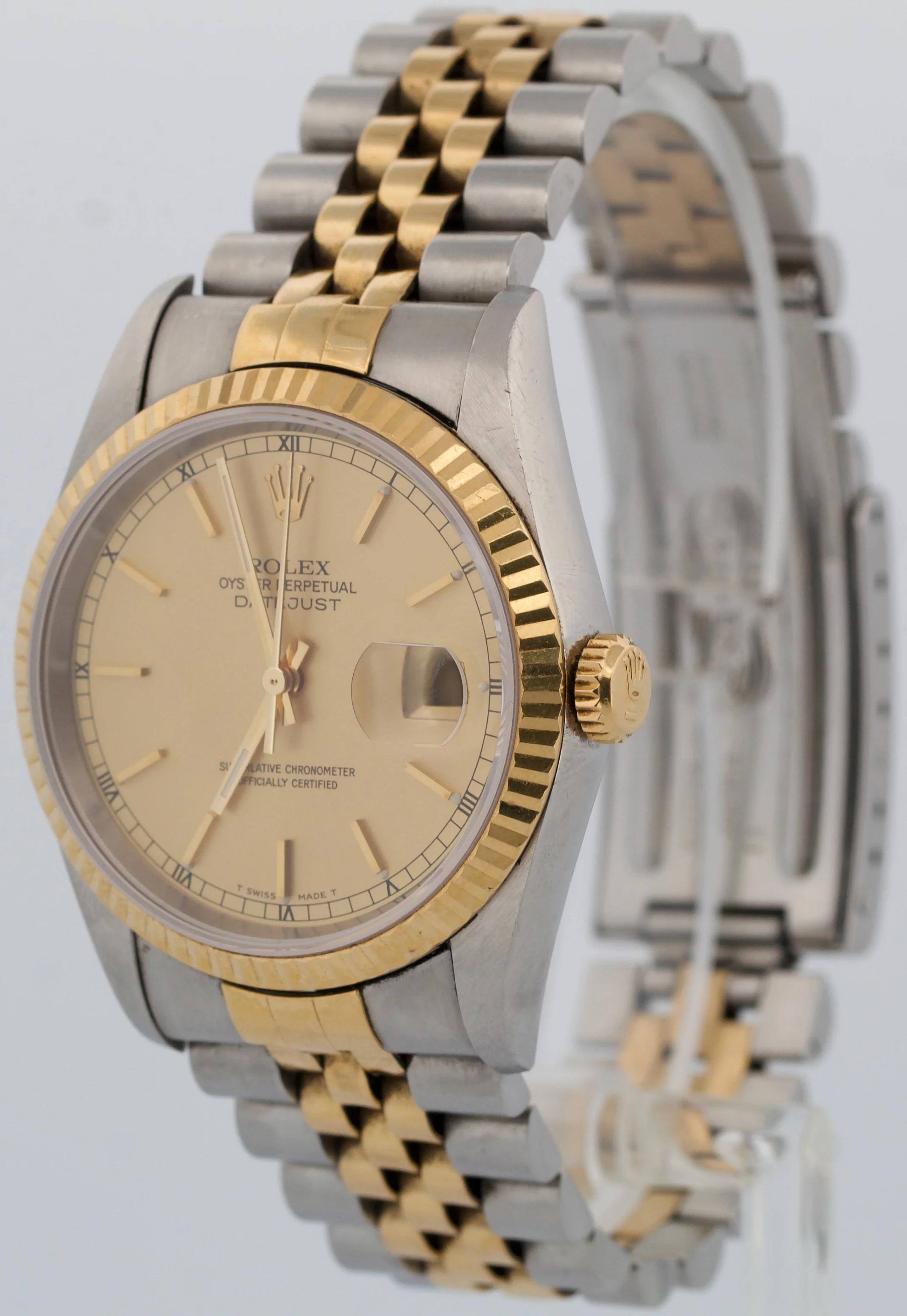 UNPOLISHED PAPERS Rolex DateJust 36mm CHAMPAGNE 18K Gold Steel JUBILEE 16233 BOX - Image 3