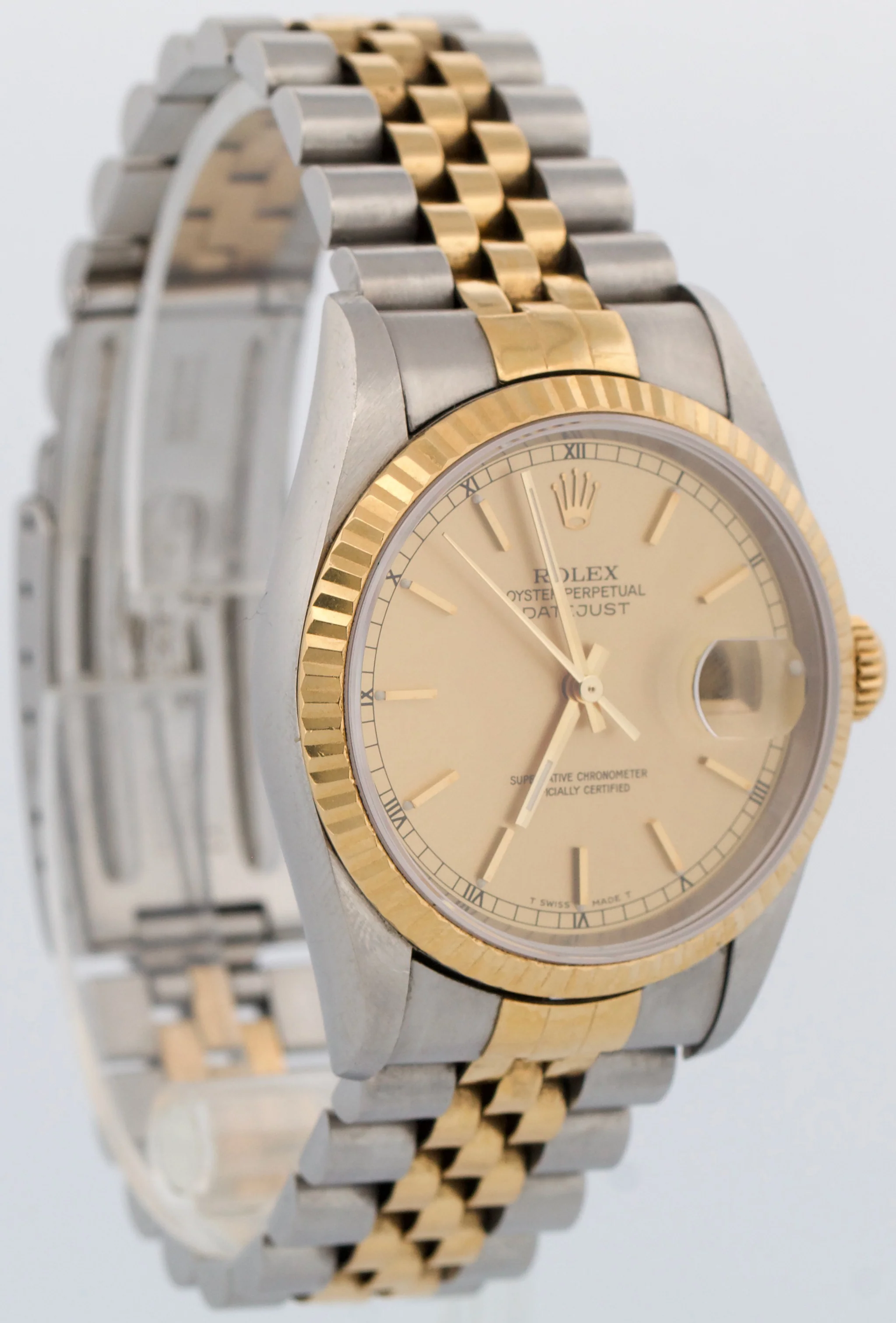 UNPOLISHED PAPERS Rolex DateJust 36mm CHAMPAGNE 18K Gold Steel JUBILEE 16233 BOX - Image 4
