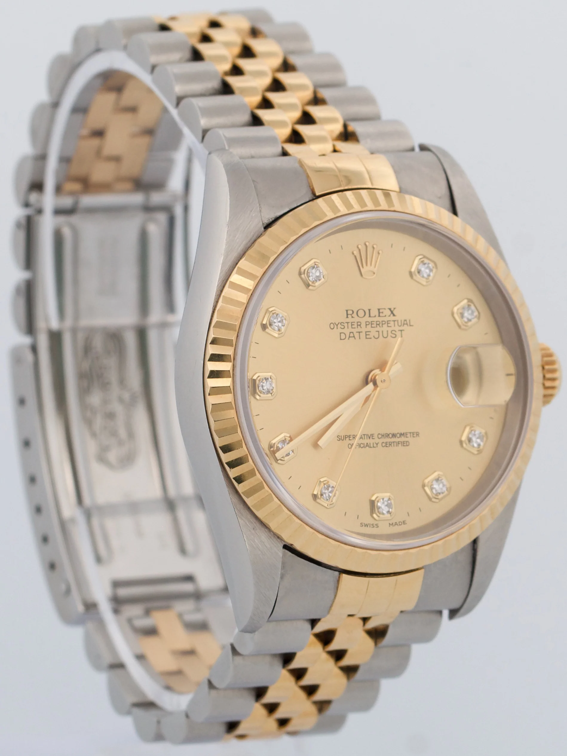 UNPOLISHED PAPERS Rolex DateJust 36mm CHAMPAGNE DIAMOND 18K JUBILEE 16233 BOX - Image 4