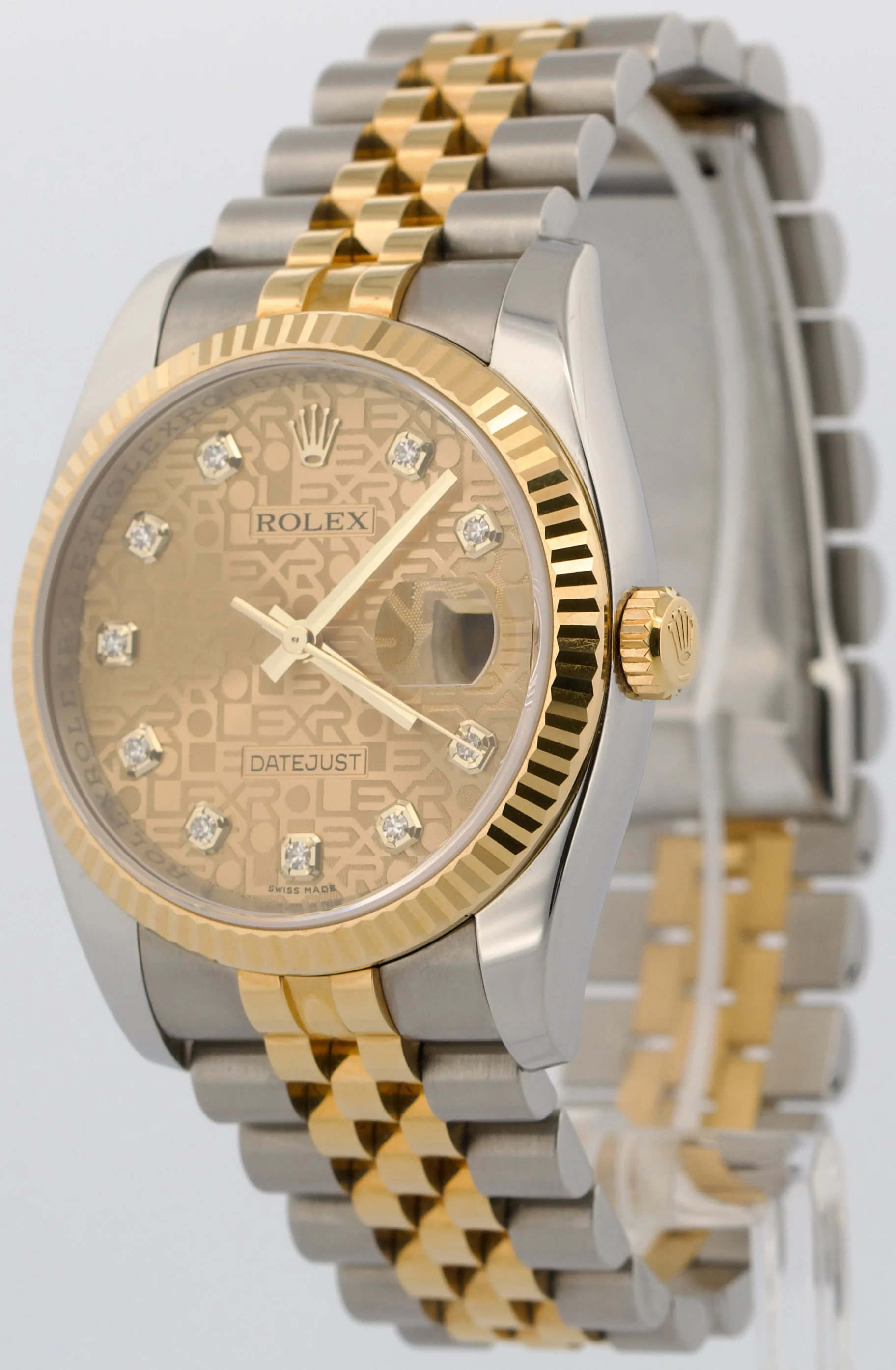 UNPOLISHED PAPERS Rolex DateJust 36mm CHAMPAGNE DIAMOND JUBILEE 18K 116233 BOX - Image 3
