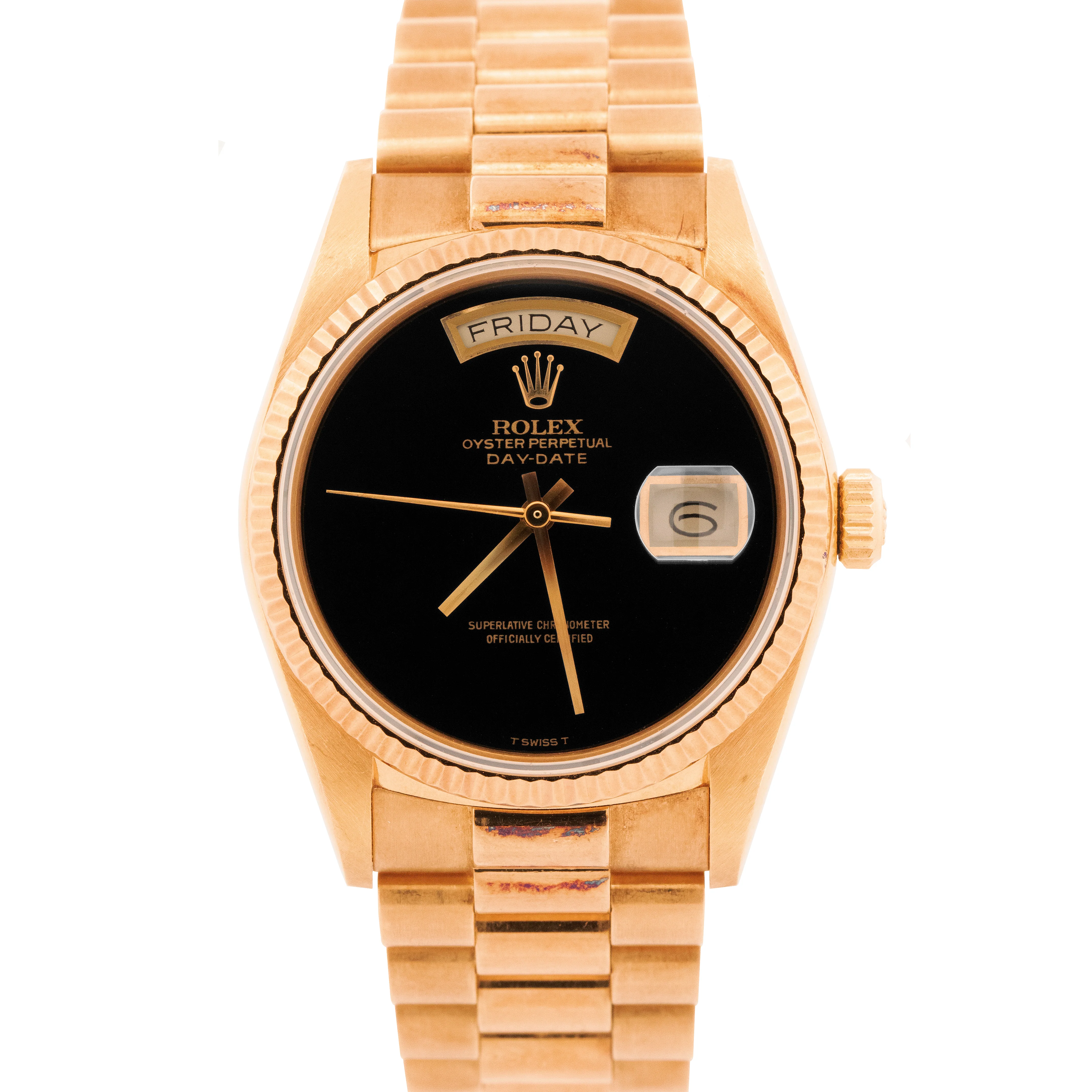 UNPOLISHED PAPERS Rolex Day-Date President FACTORY ONYX 18K Gold 36mm 18038 BOX